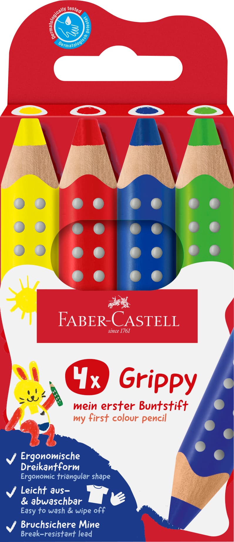 FABER-CASTELL Buntstift Grippy Standardfarben 4er Set