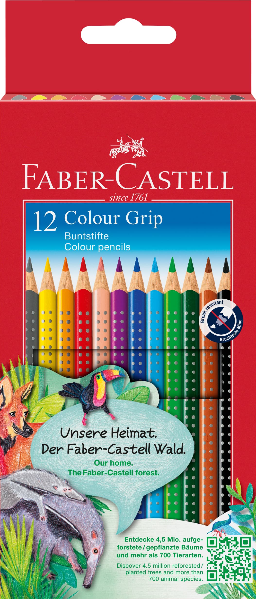 FABER-CASTELL Farbstift Grip Colour 12er-Etui Karton