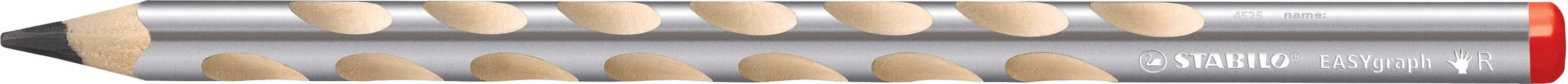 STABILO Ergonomischer Dreikant-Bleistift für Rechtshänder - EASYgraph in silber - Einzelstift - Härtegrad HB