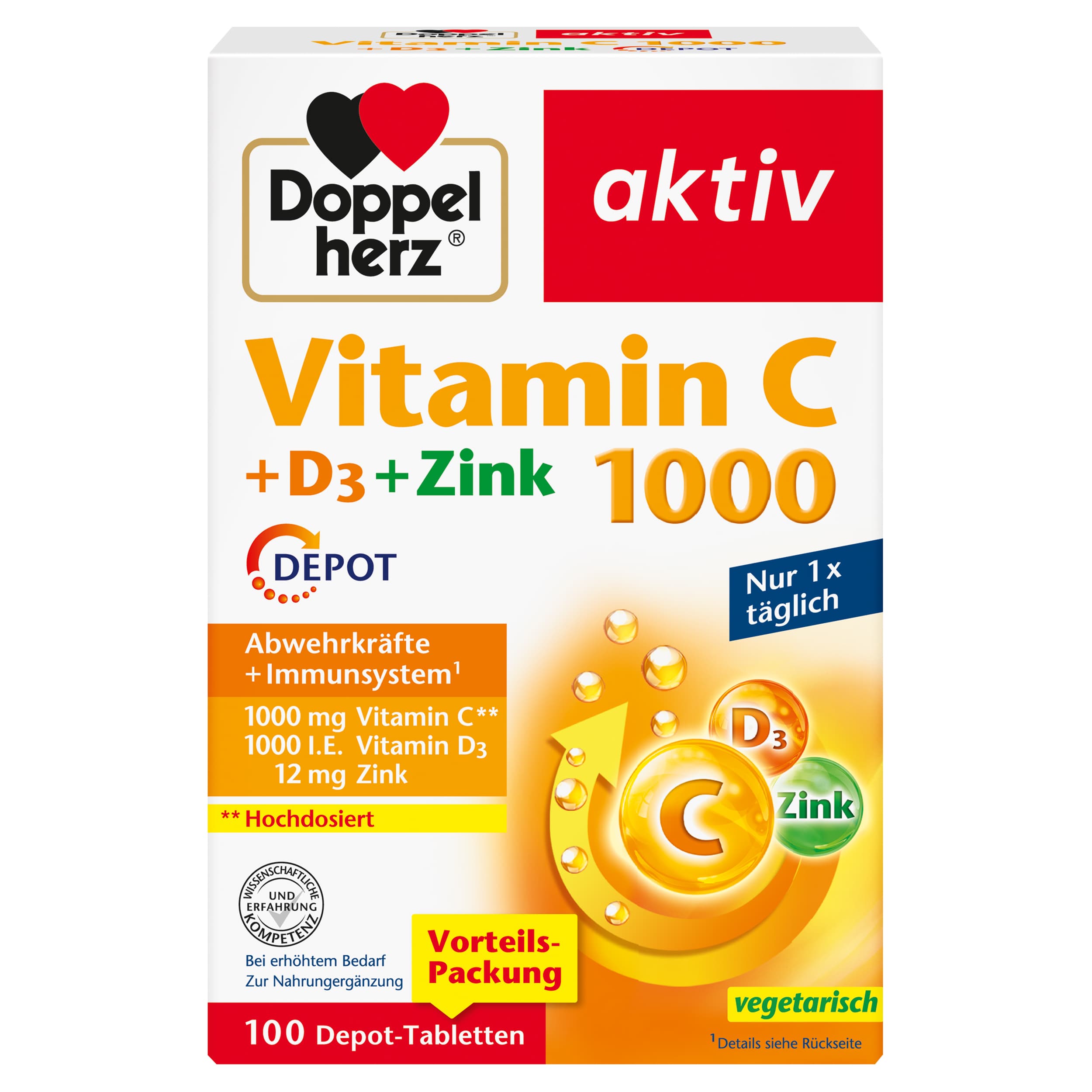 Doppelherz aktiv Vitamin C 1000 + Vitamin D3 + Zink