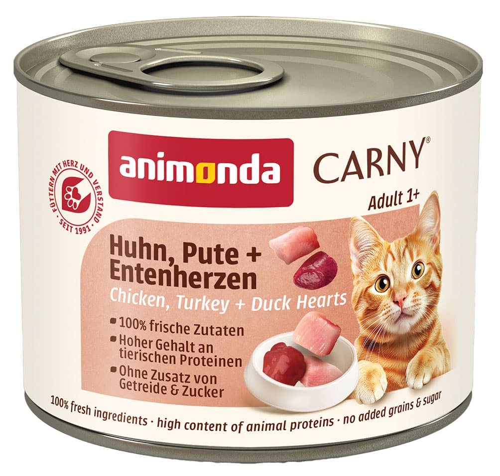 ANIMONDA Katzennassfutter Carny Adult Huhn, Pute + Entenherzen