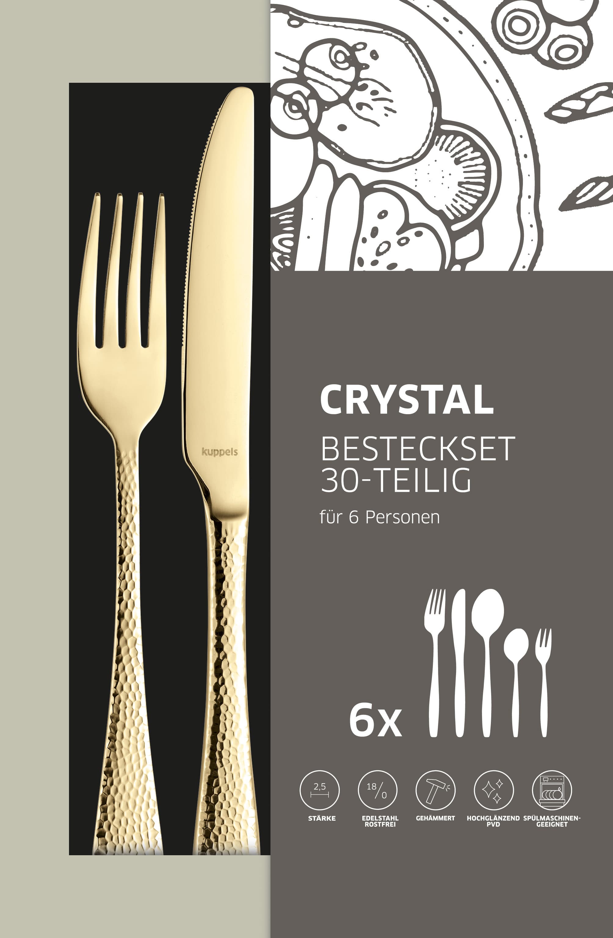 kuppels Besteckset CRYSTAL 30-tlg.