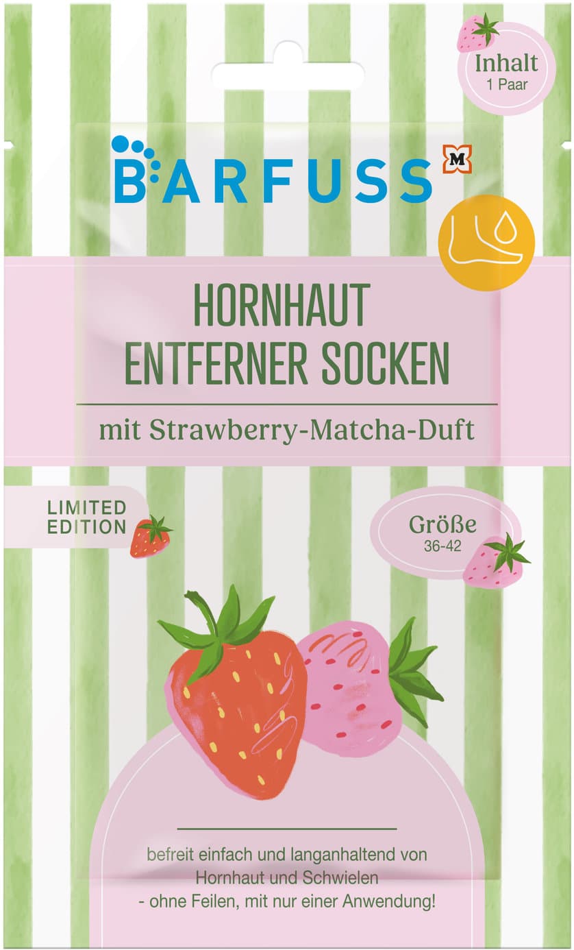 BARFUSS Hornhautentferner Socken Strawberry Matcha