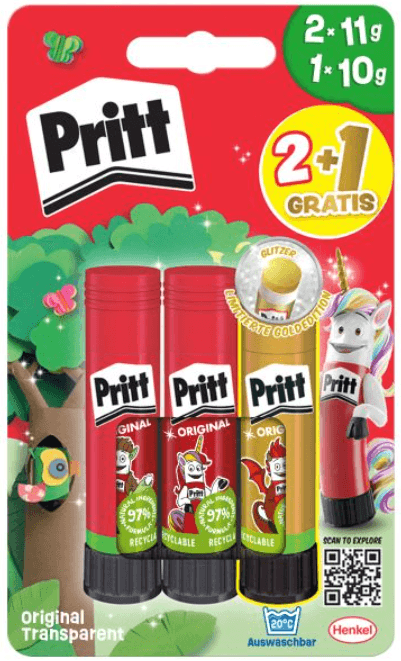 PRITT Klebestifte 2x11g + 1x10g Glitter