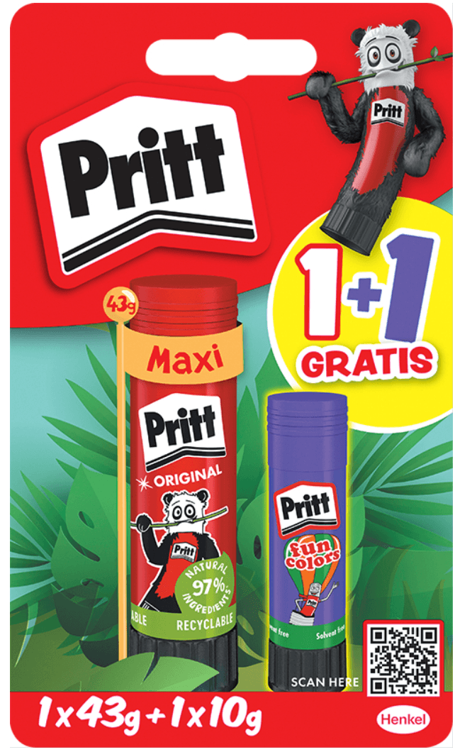 Pritt BTS Klebestifte 1+1 Gratis 1x43g + 1x10g Fun Color Lila
