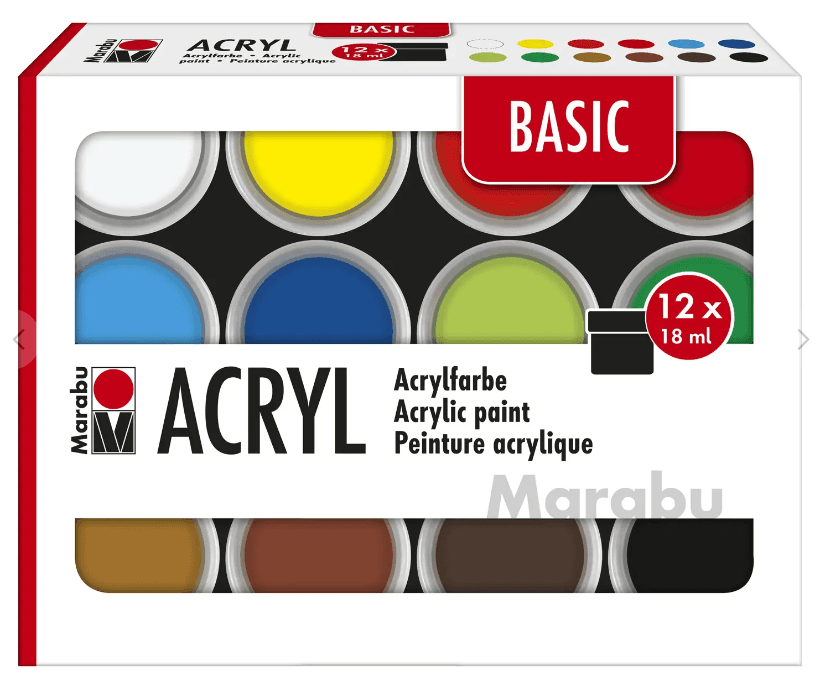 Marabu Acrylfarbenset Basic 12 x 18 ml