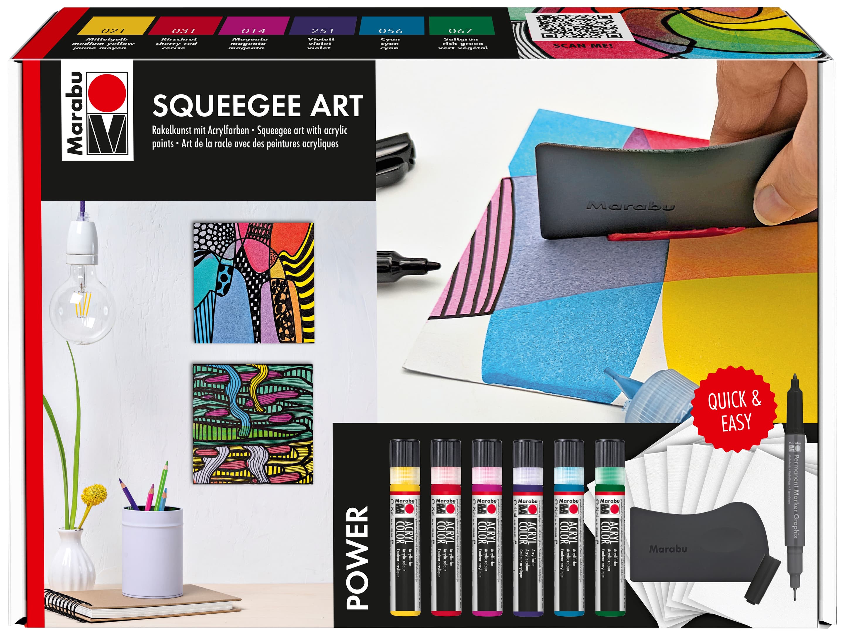 Marabu Acryl Color Squeegee Art Set Power FSC Mix