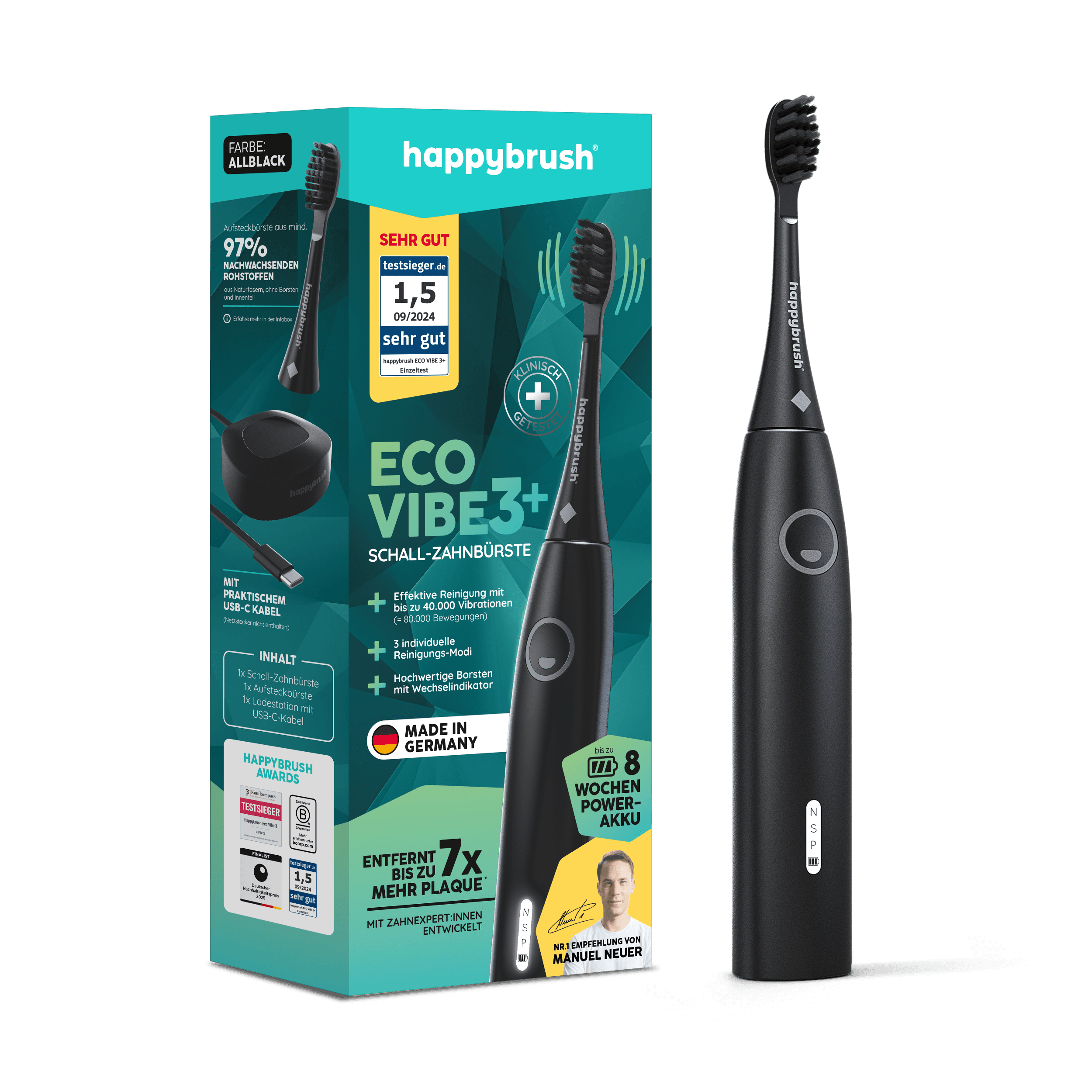 happybrush Schallzahnbürste StarterKit Eco Vibe 3+