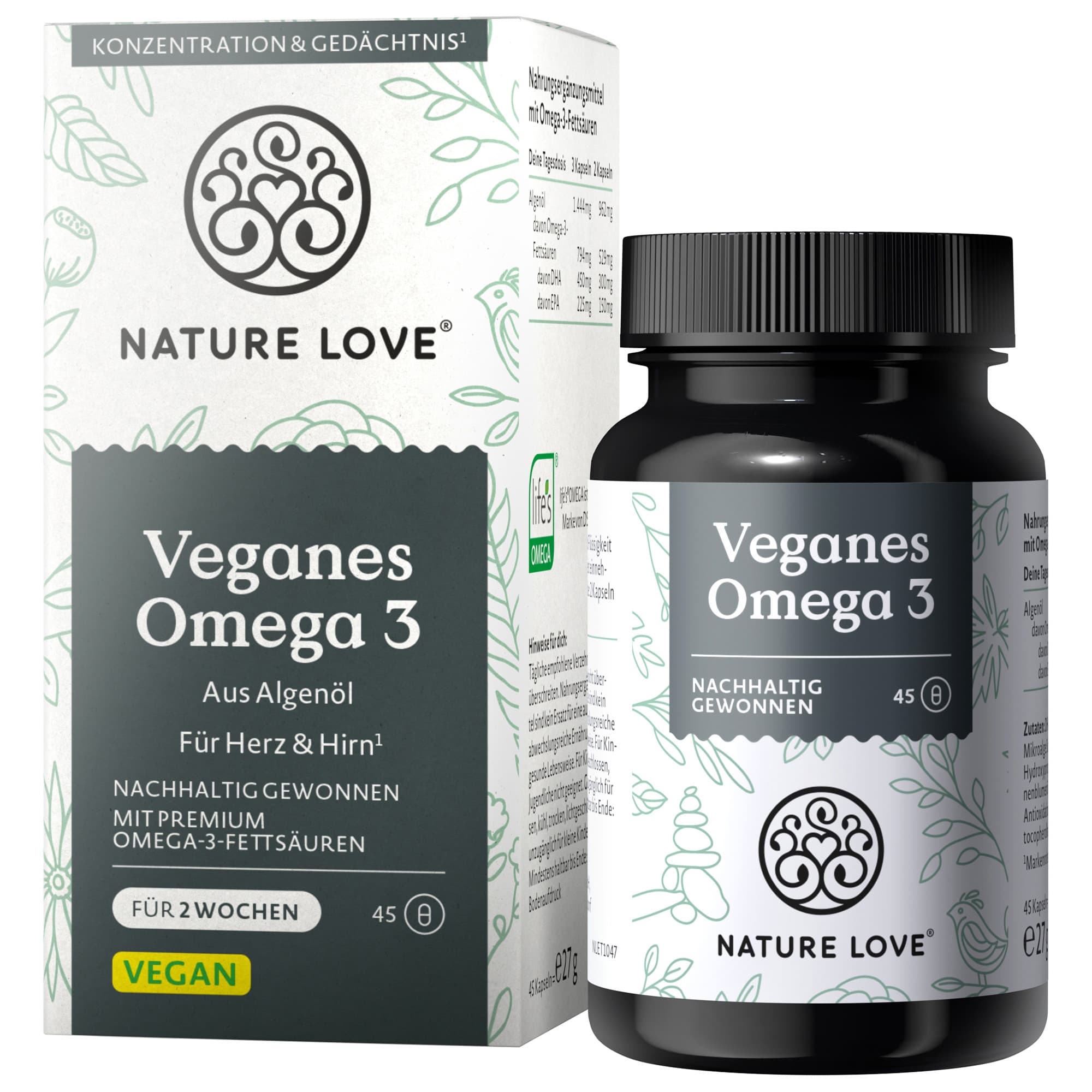 NATURE LOVE Veganes Omega 3 Kapseln