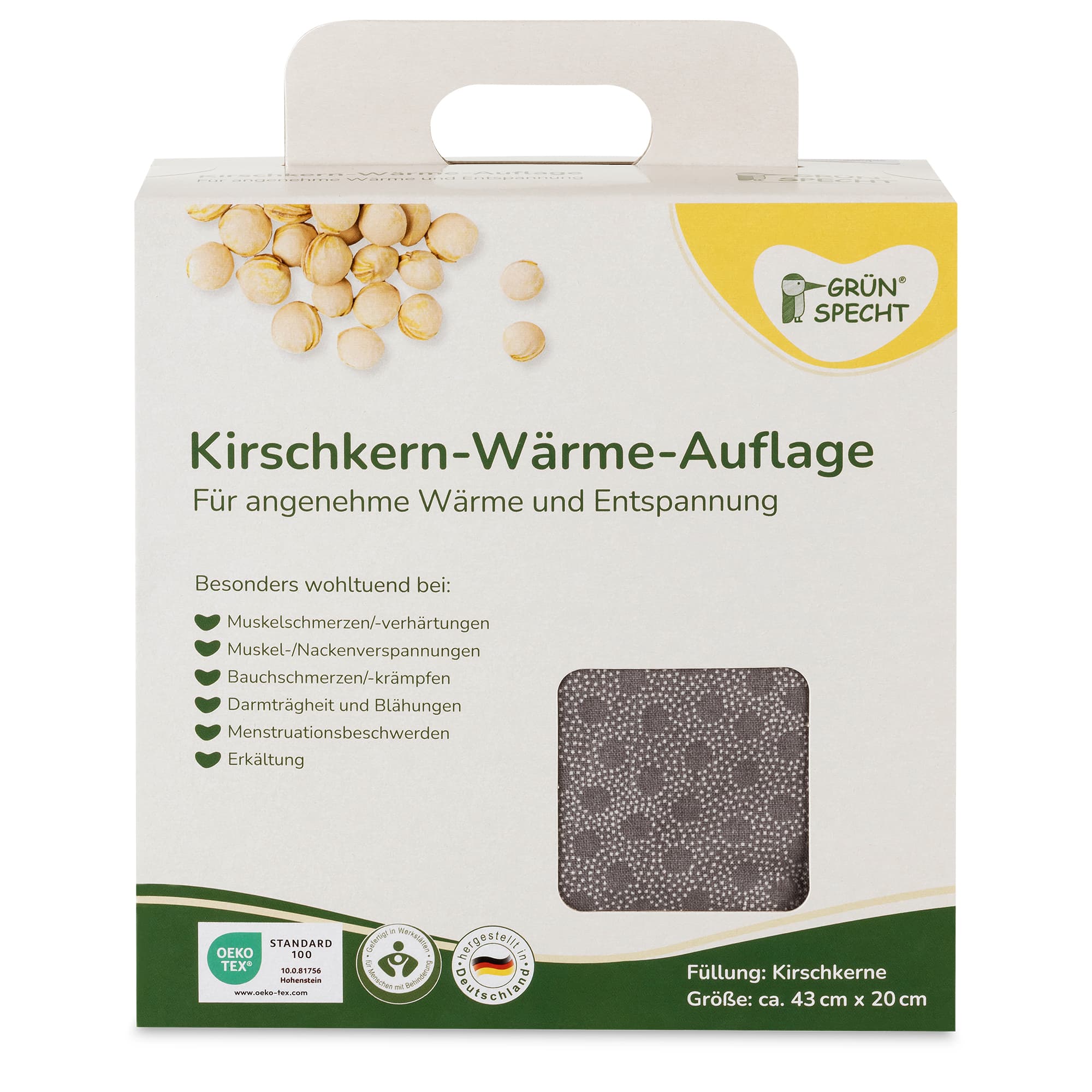 Grünspecht Kirschkern-Wärme-Auflage 43x20 cm