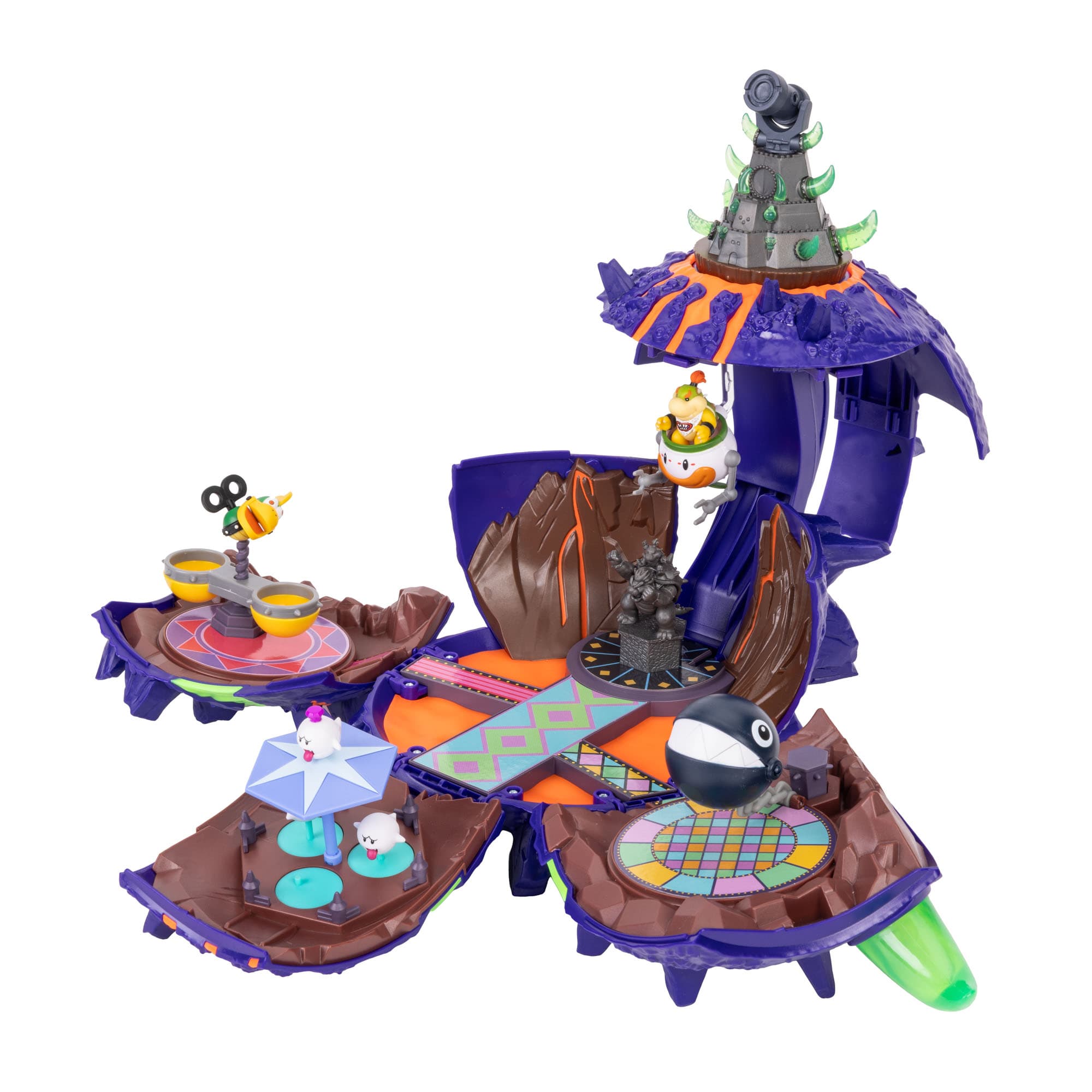 Super Mario Galaxy – Deluxe Wonder Bowser Jr. Planet-Spielset mit 3,8 cm-Bowser-Jr.-Figur und Clown-Mobil