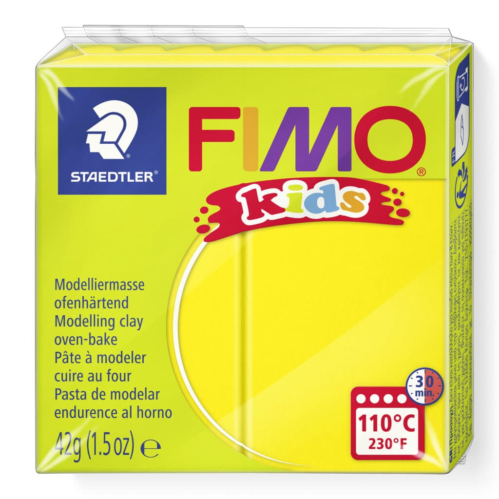 FIMO kids ofenhärtende Modelliermasse Normalblöcke 42g55x55x10mm Farbe gelb