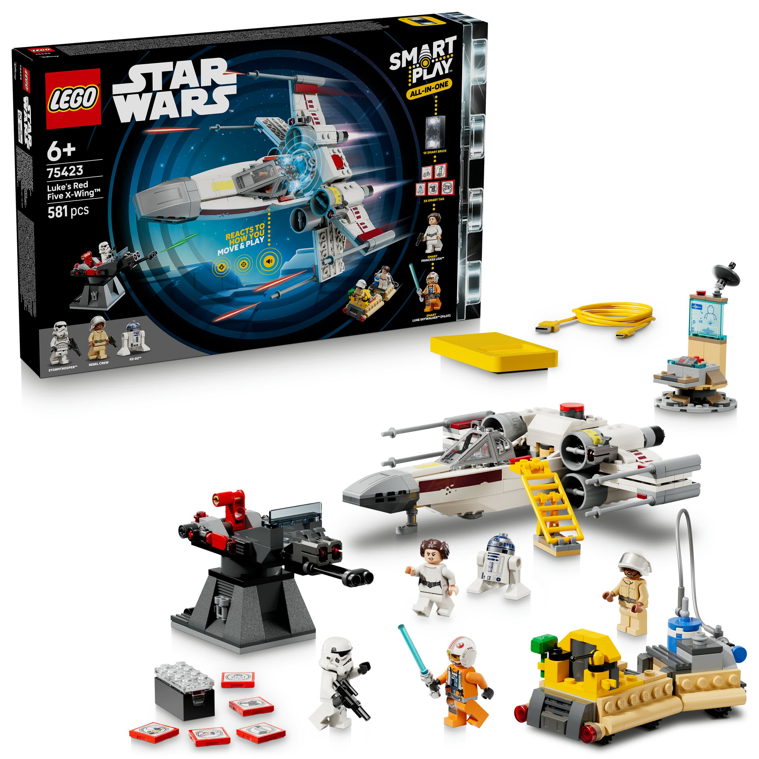 LEGO Star Wars 75423 SMART Play: Lukes Rot Fünf X-Wing, Spielset ab 6 Jahren