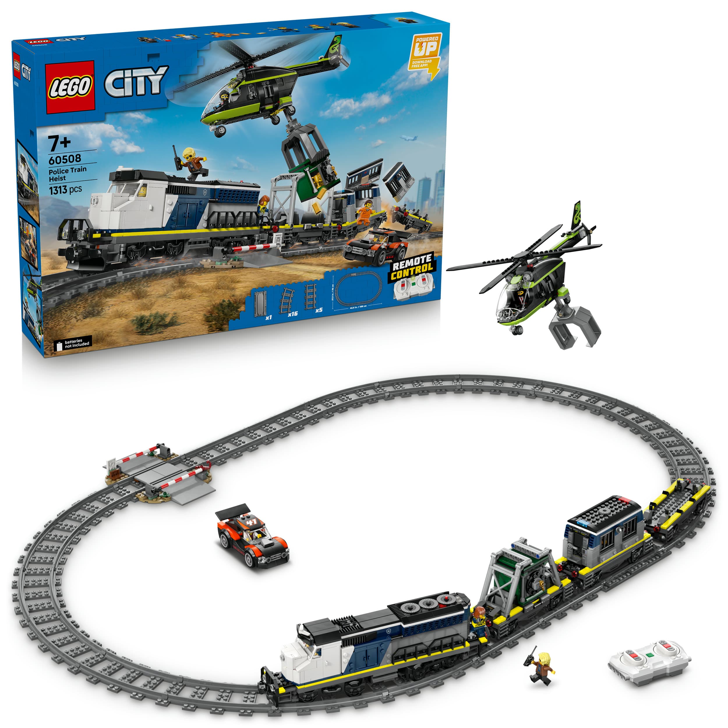 LEGO City 60508 Überfall auf den Polizeizug, Spielzeug Hubschrauber