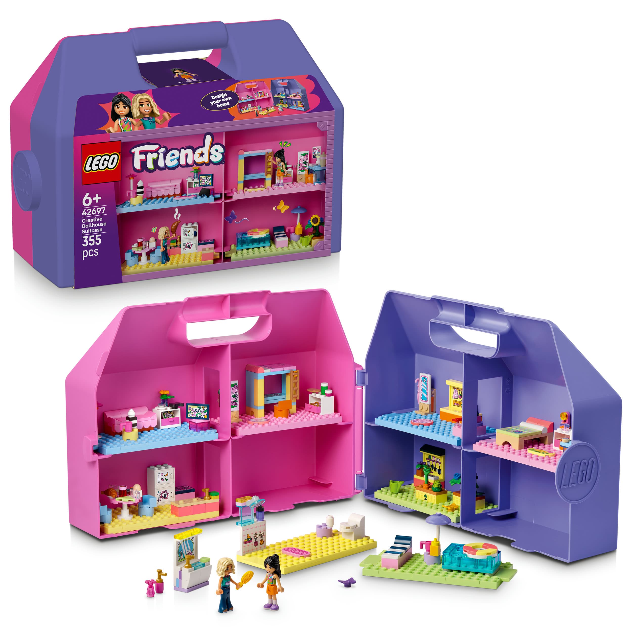 LEGO Friends 42697 Kreativer Puppenhauskoffer, Bauset, Tragbares Puppenhaus für Kinder