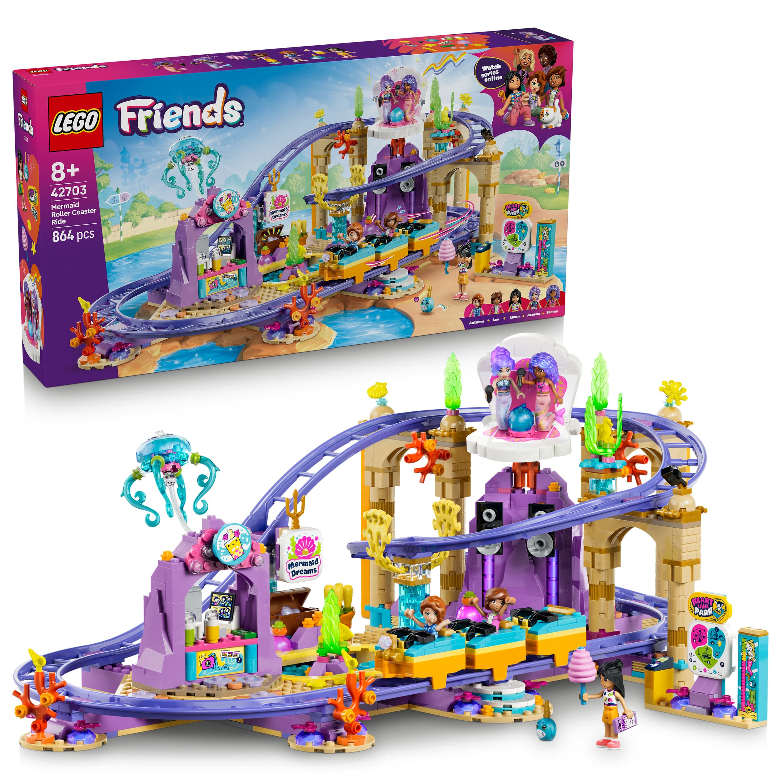 LEGO Friends 42703 Meerjungfrauen-Achterbahn, Bauset für Mädchen und Jungen ab 8 Jahren