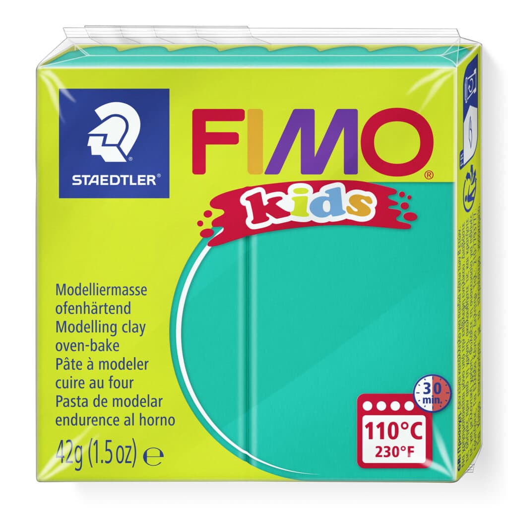 FIMO kids ofenhärtende Modelliermasse Normalblöcke 42g55x55x10mm Farbe grün