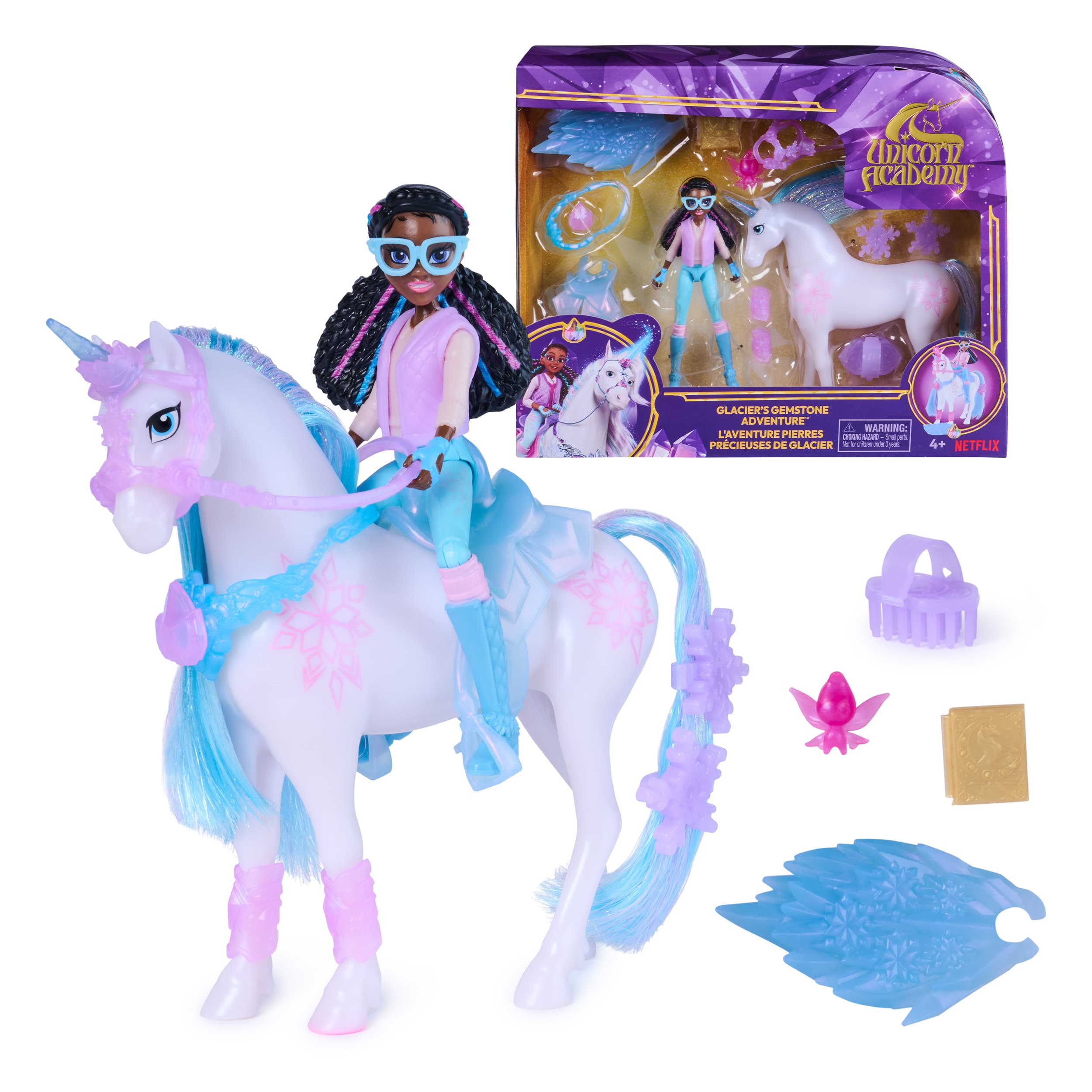 Unicorn Academy - Glacier’s Gemstone-Abenteuer mit Layla, ca. 12 cm Originalfiguren zur Netflix Serie