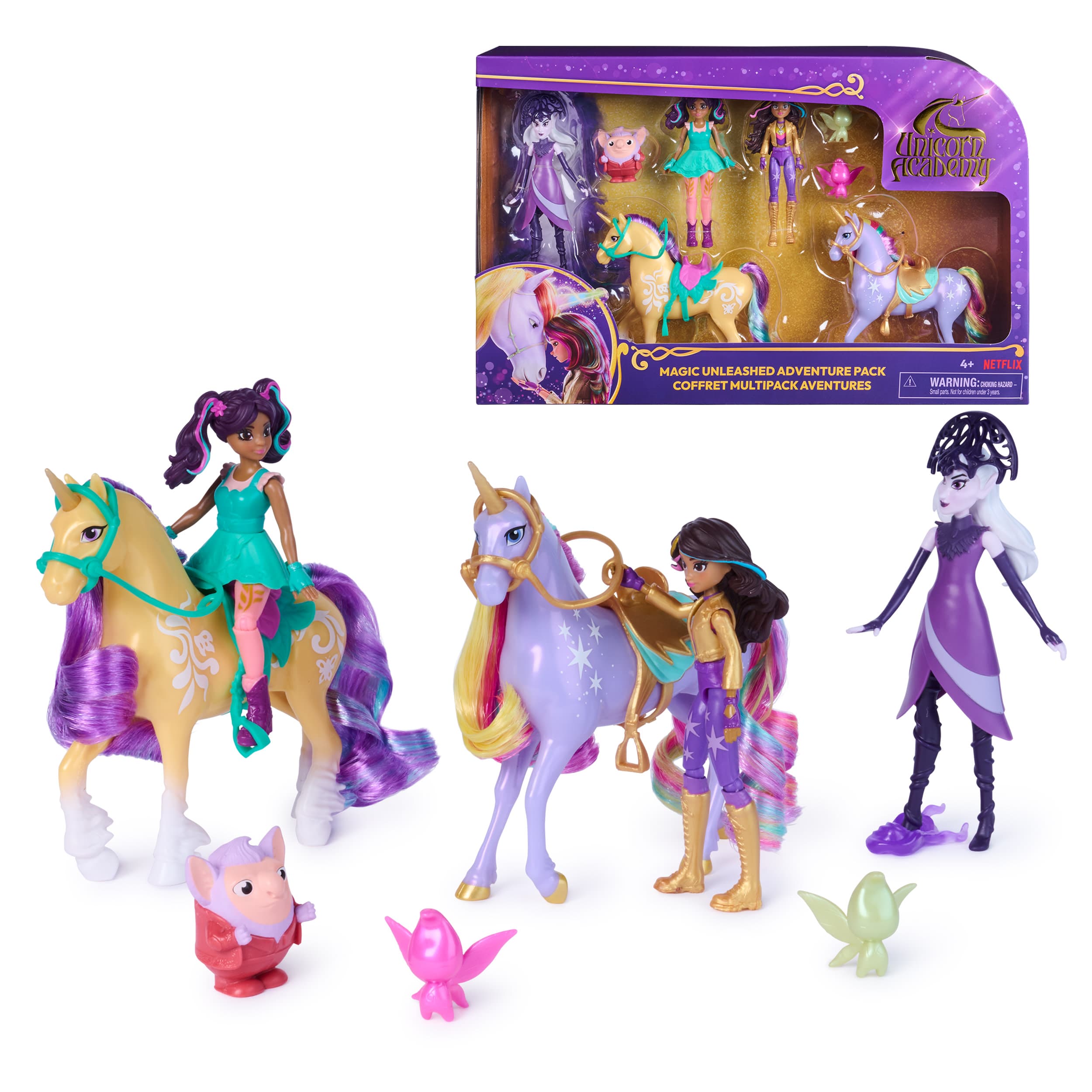 Unicorn Academy - Abenteuer-Set, mit Ravenzella, Sophia, Ava, Wildstar, Leaf und weiteren Figuren, ca. 12 cm