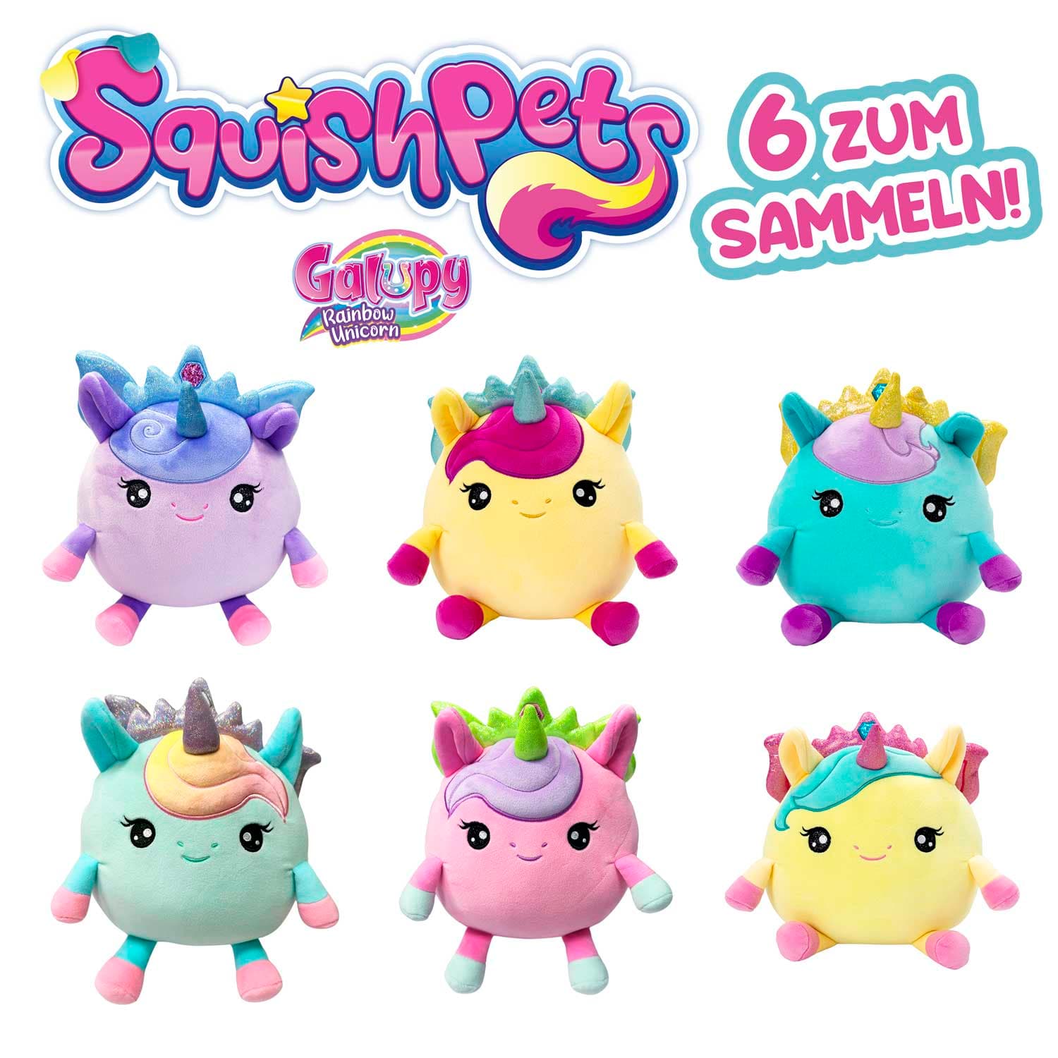 CRAZE - SQUISHPETS GALUPY RAINBOW UNICORN MEDIUM, 1 Stück, sortiert