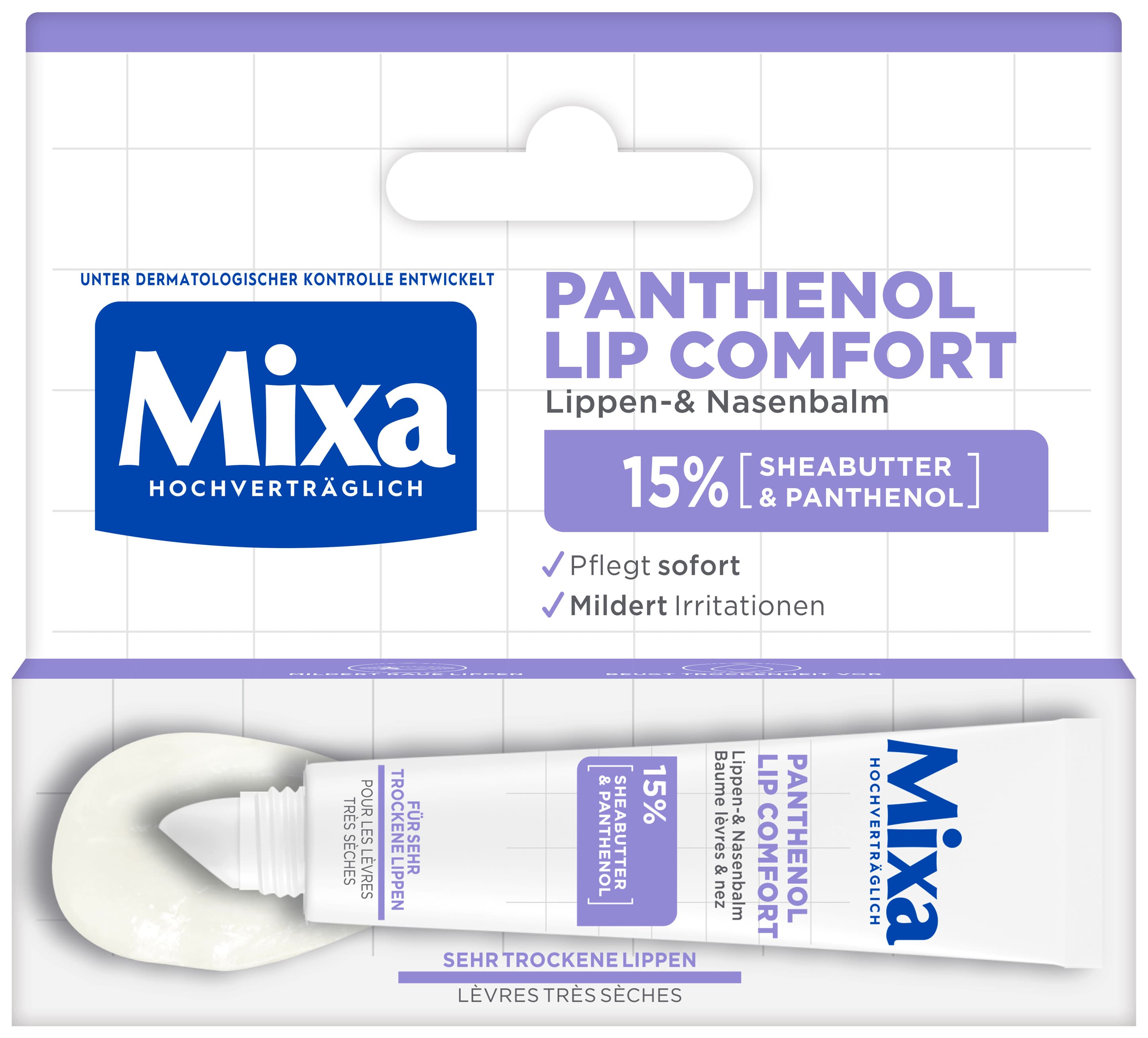 Mixa Panthenol Lip Comfort Lippen- und Nasenbalsam mit Sheabutter und Panthenol