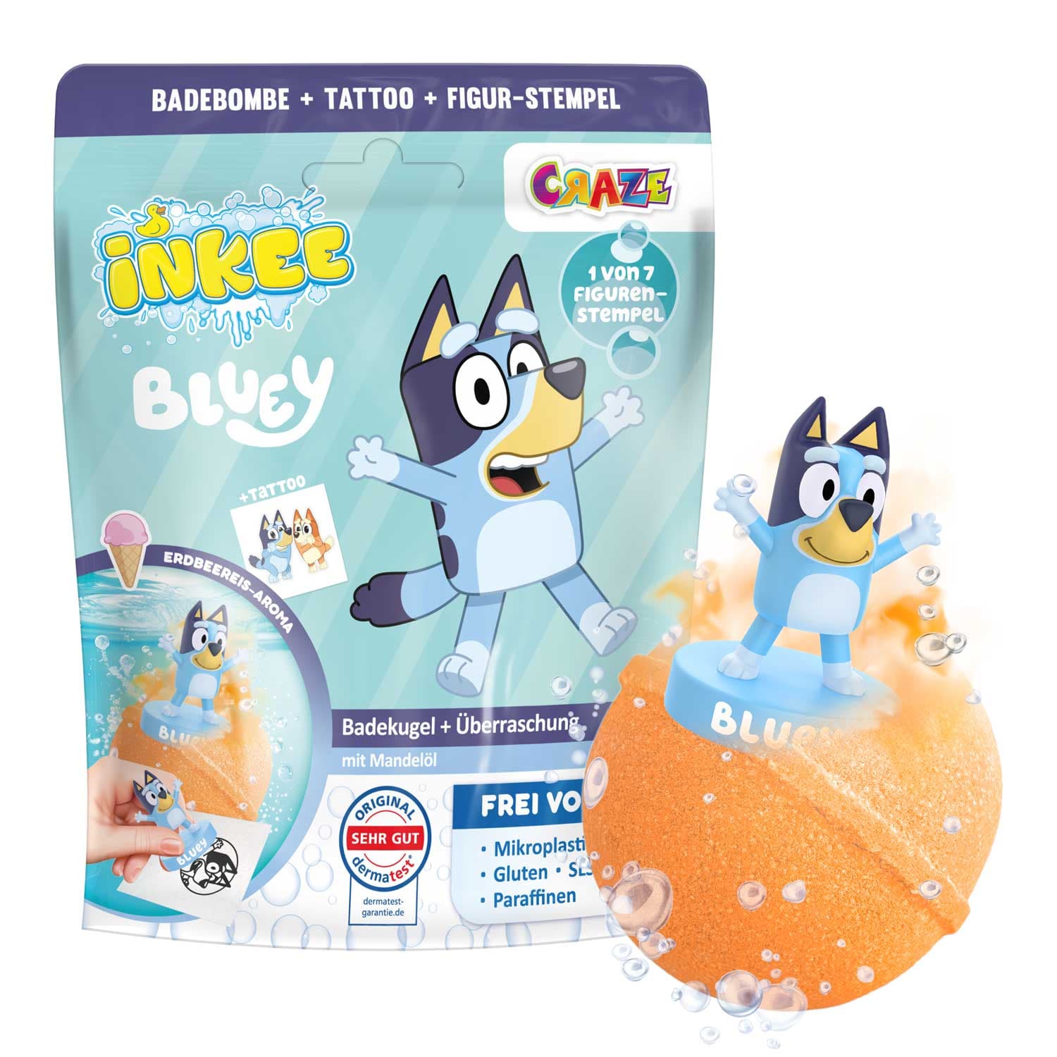 CRAZE INKEE - Bluey Überraschungs-Badekugel