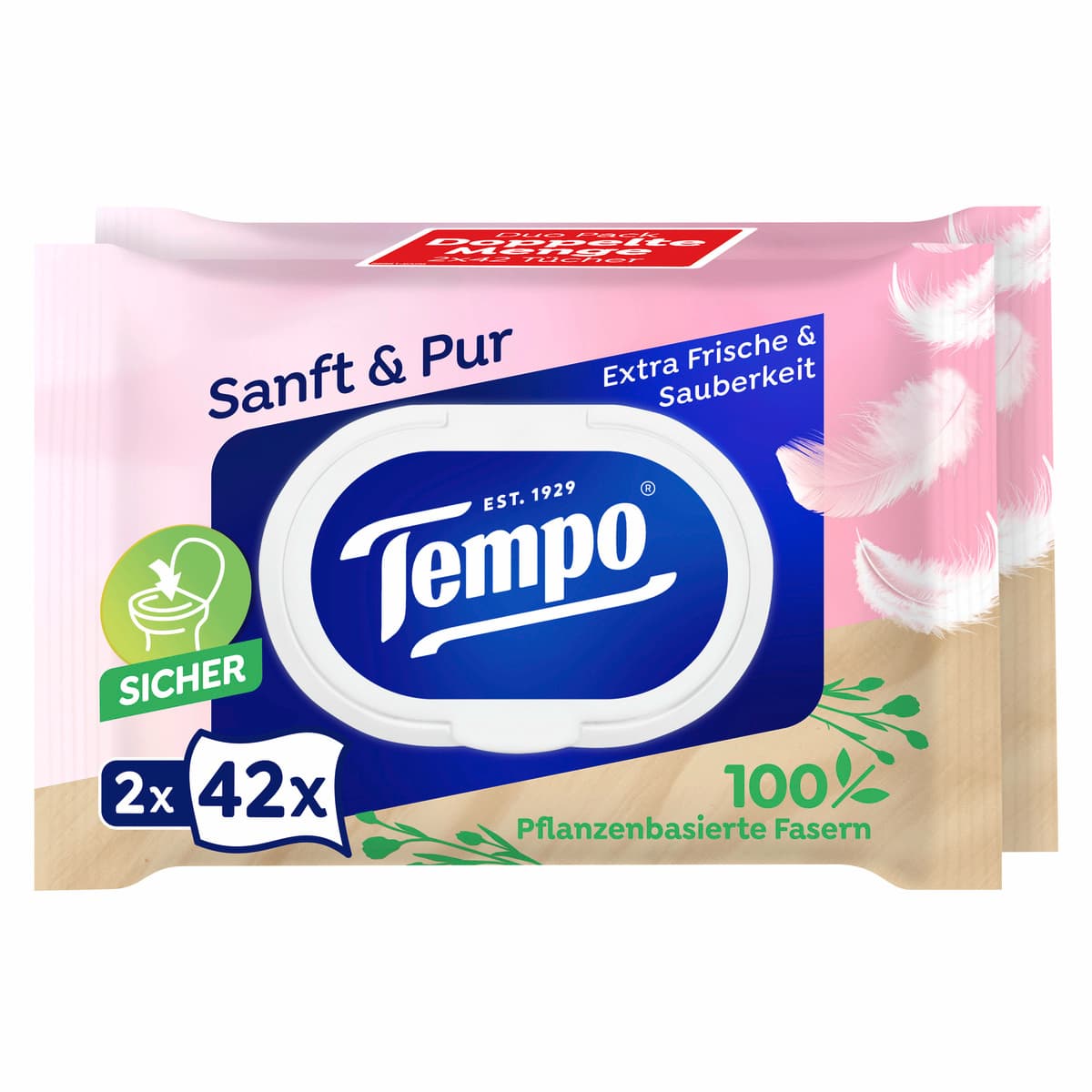 Tempo Feuchte Toilettentücher Sanft & Pur