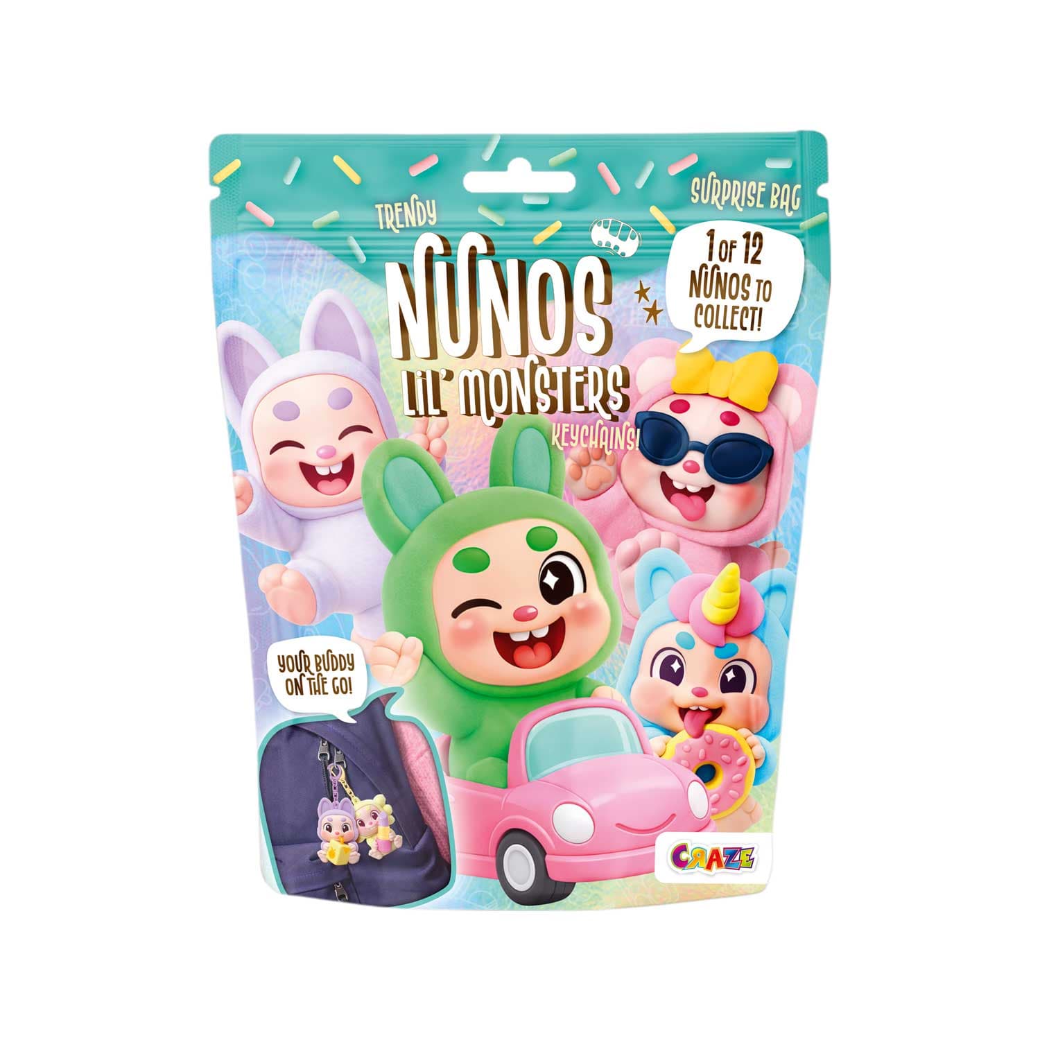 CRAZE - Nunos Lil Monsters Keychain, 1 Stück, sortiert