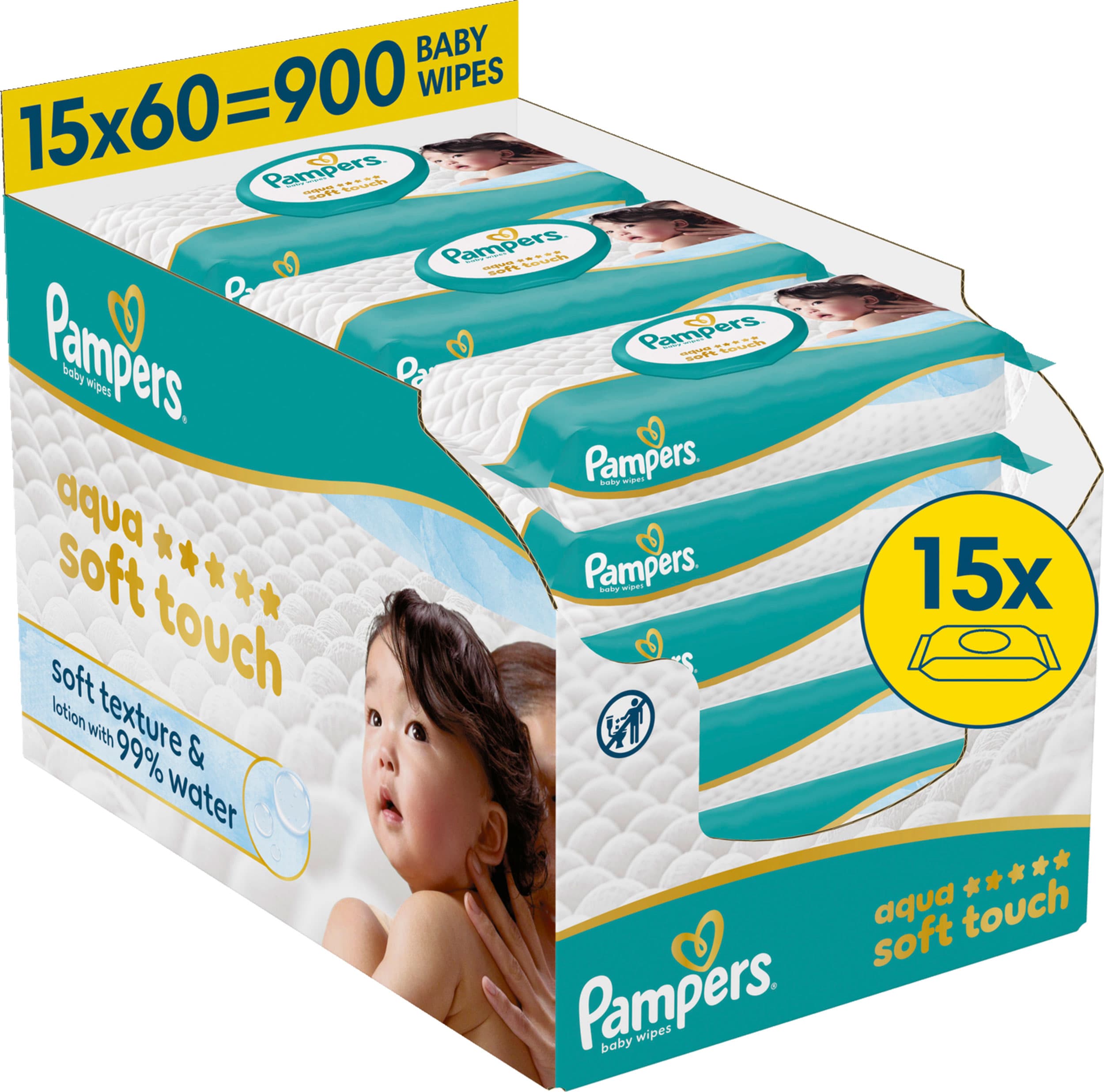 Pampers Feuchte Tücher Aqua Soft touch 15x60 Stück