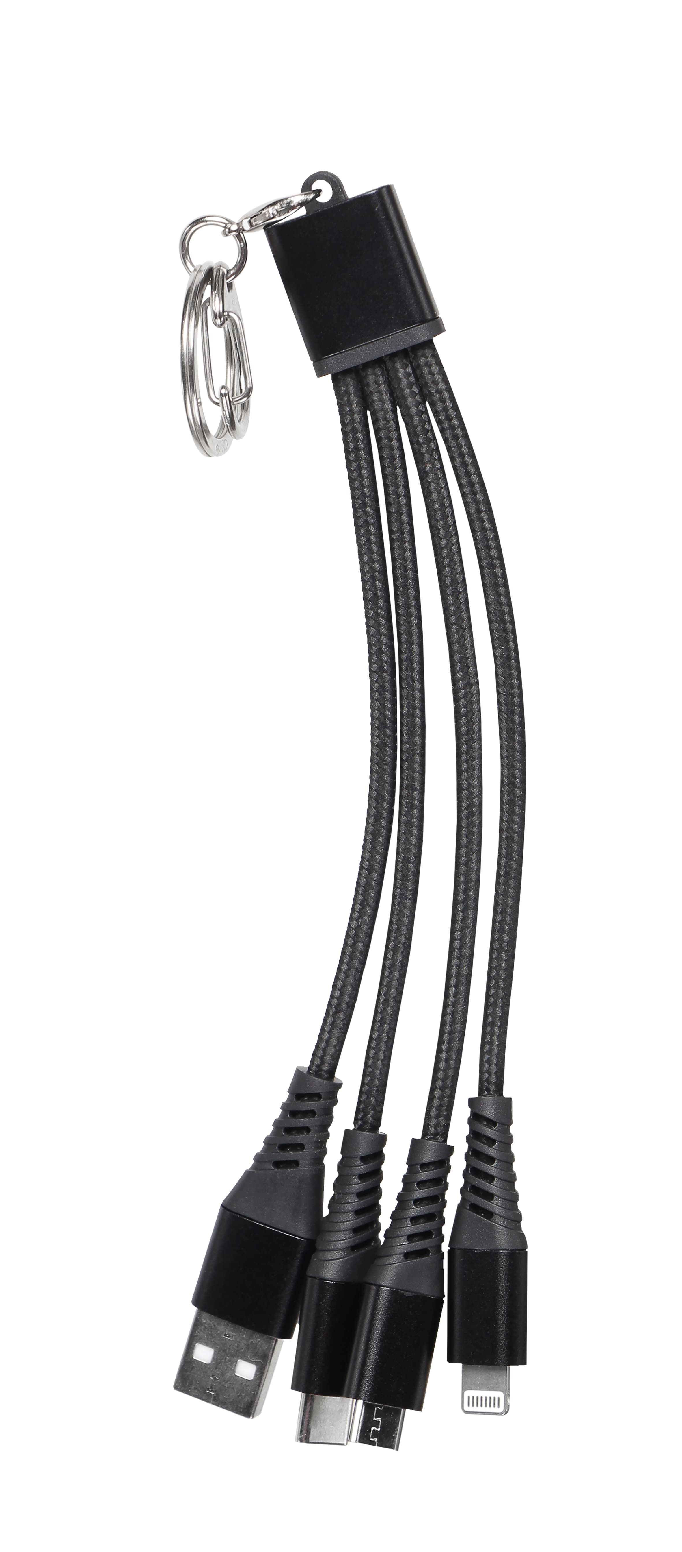 EntertainME 3 in 1 Ladekabel Schlüsselanhänger, schwarz