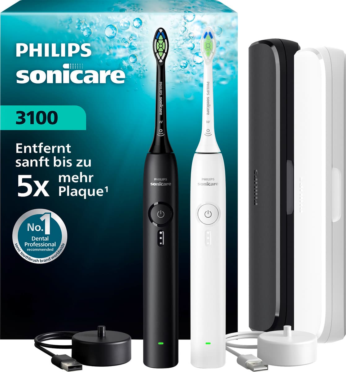 Philips Sonicare elektrische Zahnbürsten Series 3100 Doppelpack
