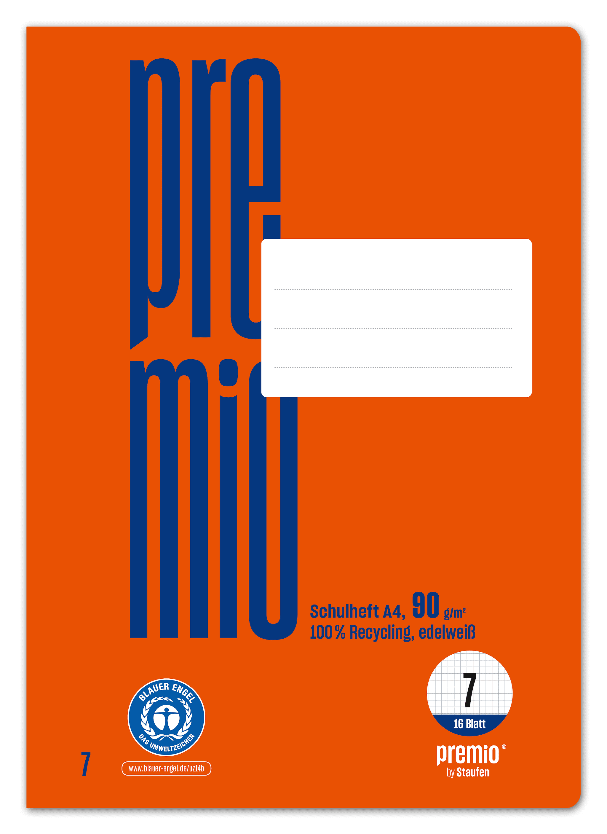 Premio Schulheft Lin7 A4 16 Blatt 90g/m² rot 7mm kariert