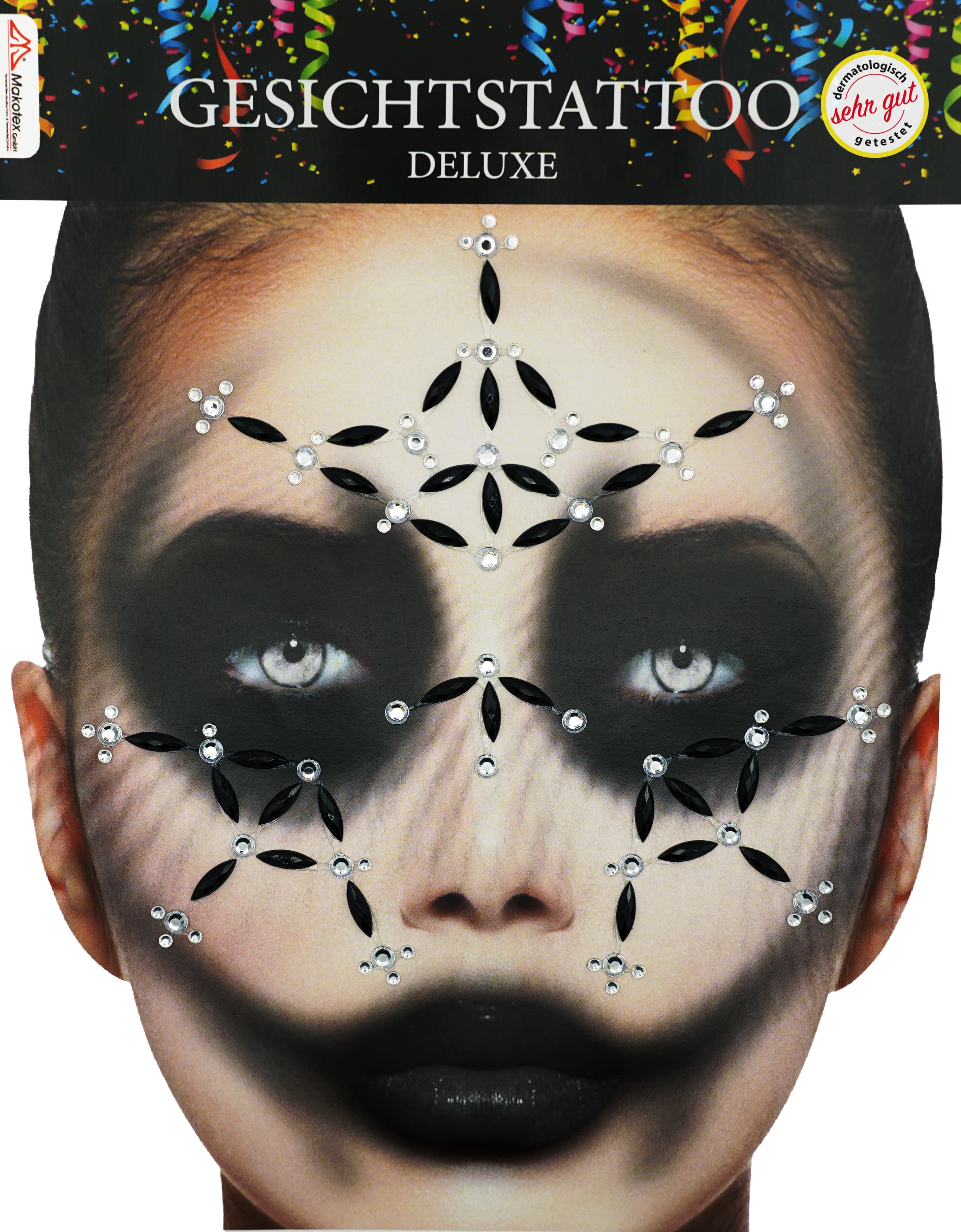 Makotex - 999948189 Gesichtstattoo Deluxe Schwarz Silber