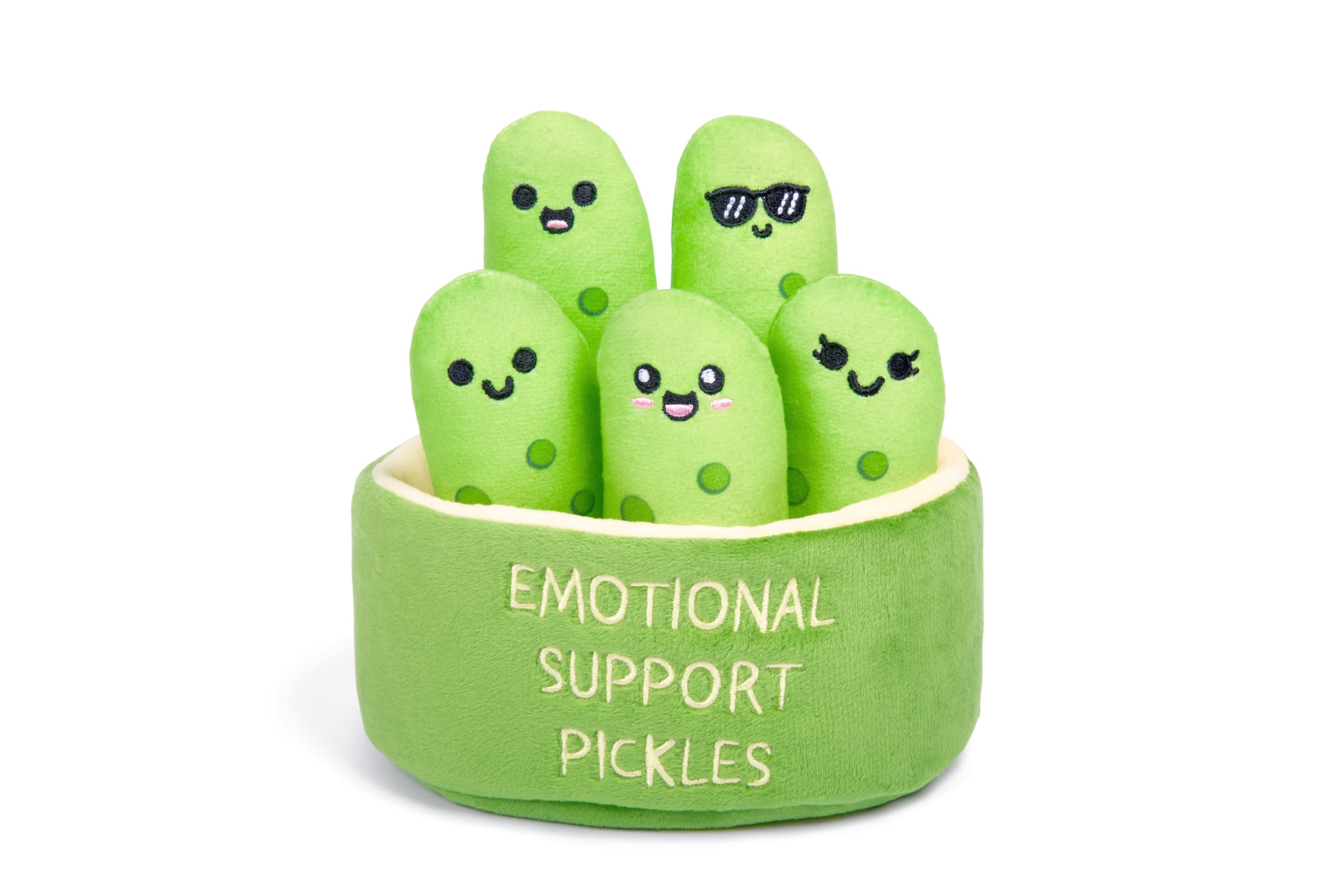 Emotional Support Gurken von Relatable – Kuschelige Plüschfreunde & Squishy-Toys, enthält 5 Plüsch-Gurken mit Tragkorb