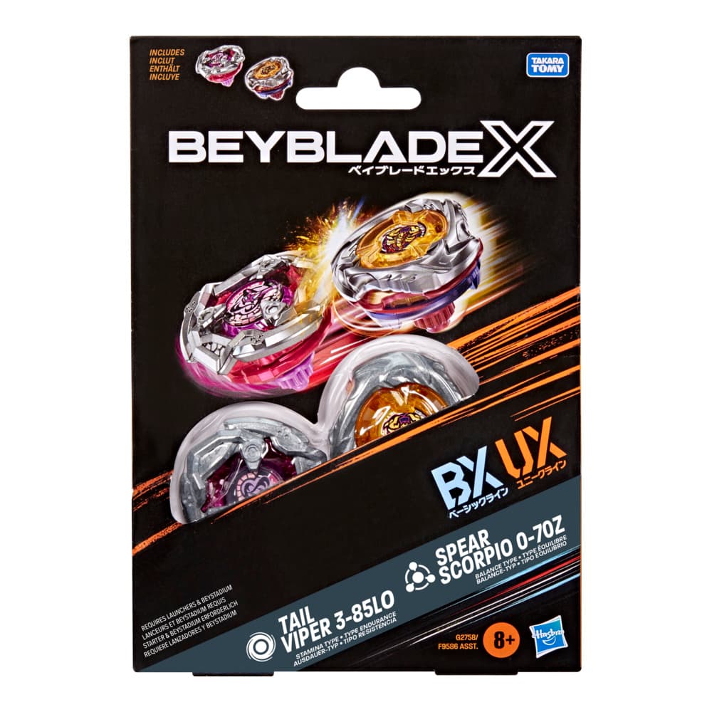 Hasbro - Beyblade X Spear Scorpio 0-70Z UX & Tail Viper 3-85LO BX Dual Pack Set