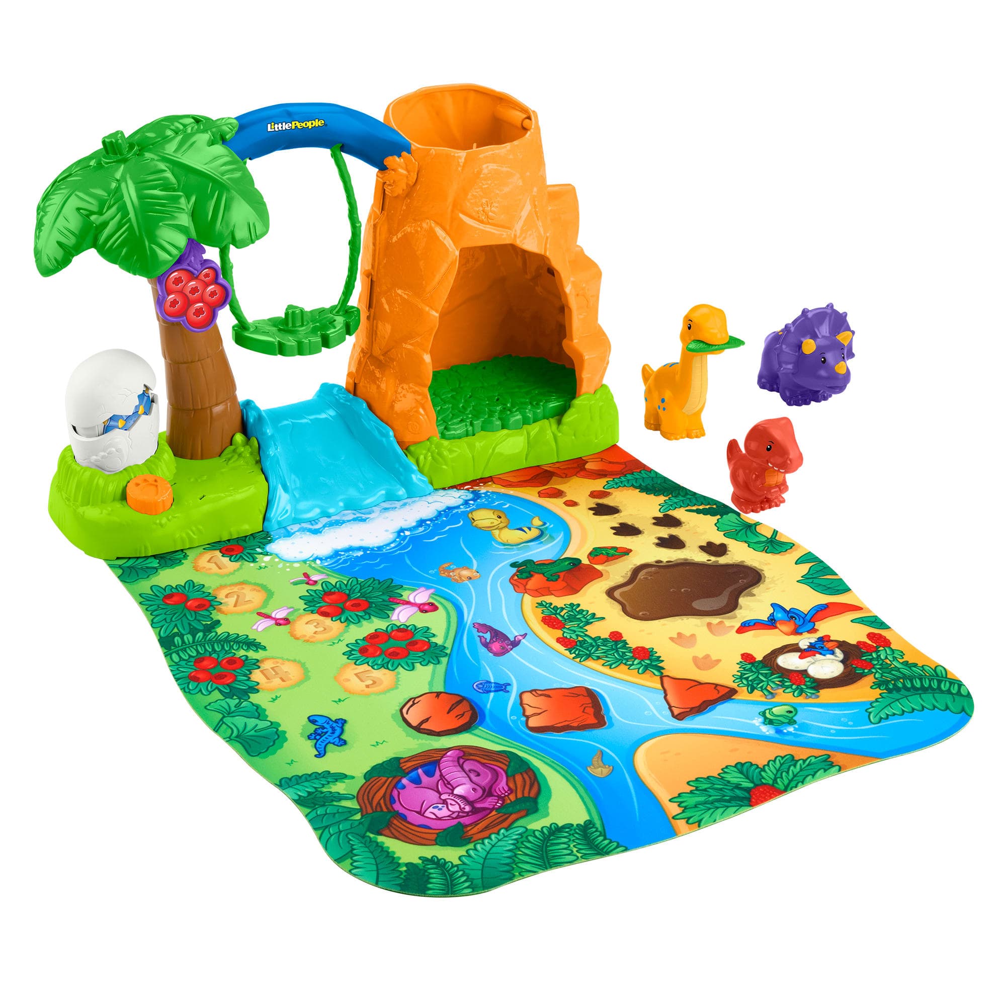 Fisher-Price Little People Dinosaurier Dorf Spielset mit Spielmatte