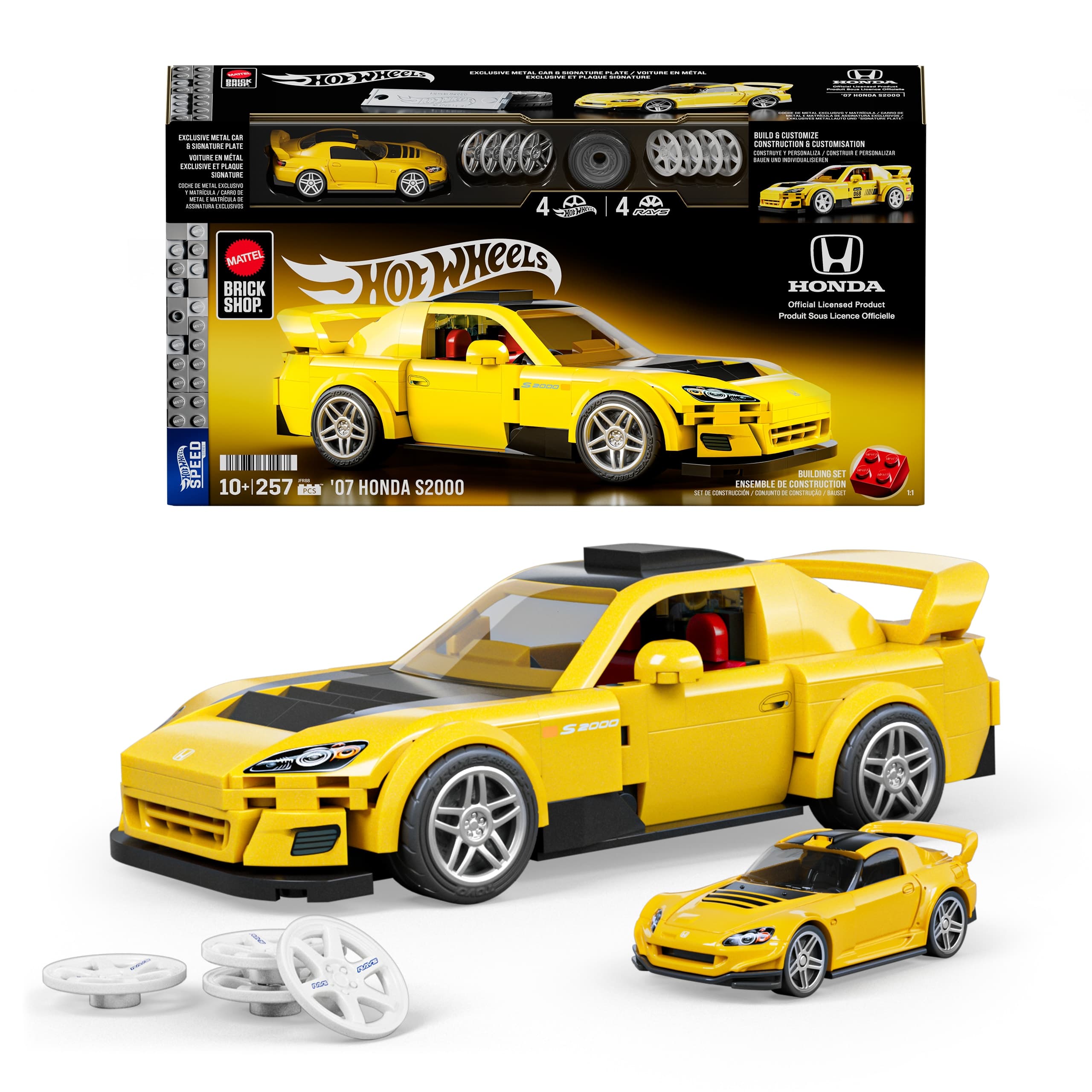 Mattel Brick Shop Hot Wheels '07 Honda S2000 Bauspielzeugset (257 Teile), für Sammler