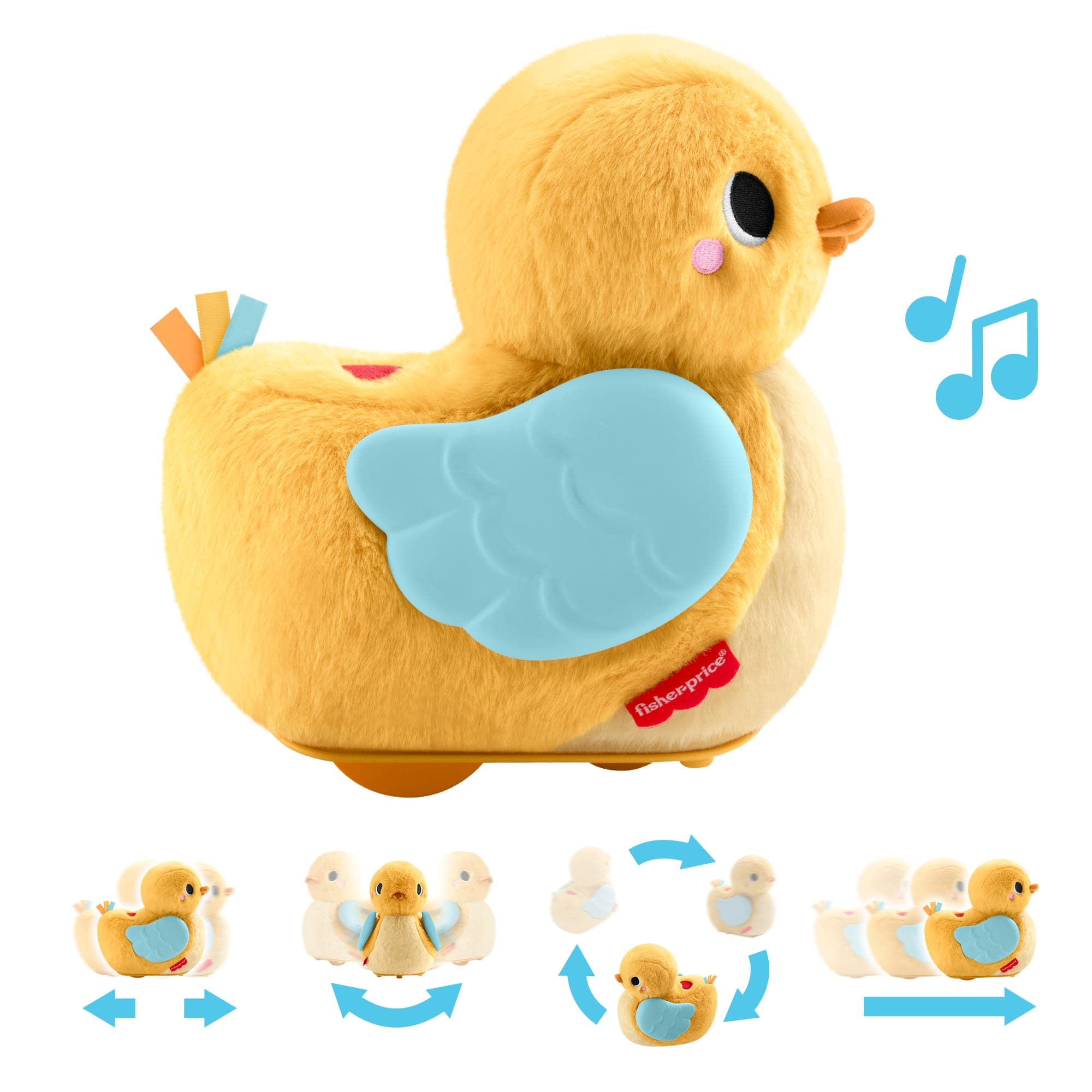 Fisher-Price 4-in-1 Knuddel- und Krabbel-Ente, Musikalisches Plüschspielzeug