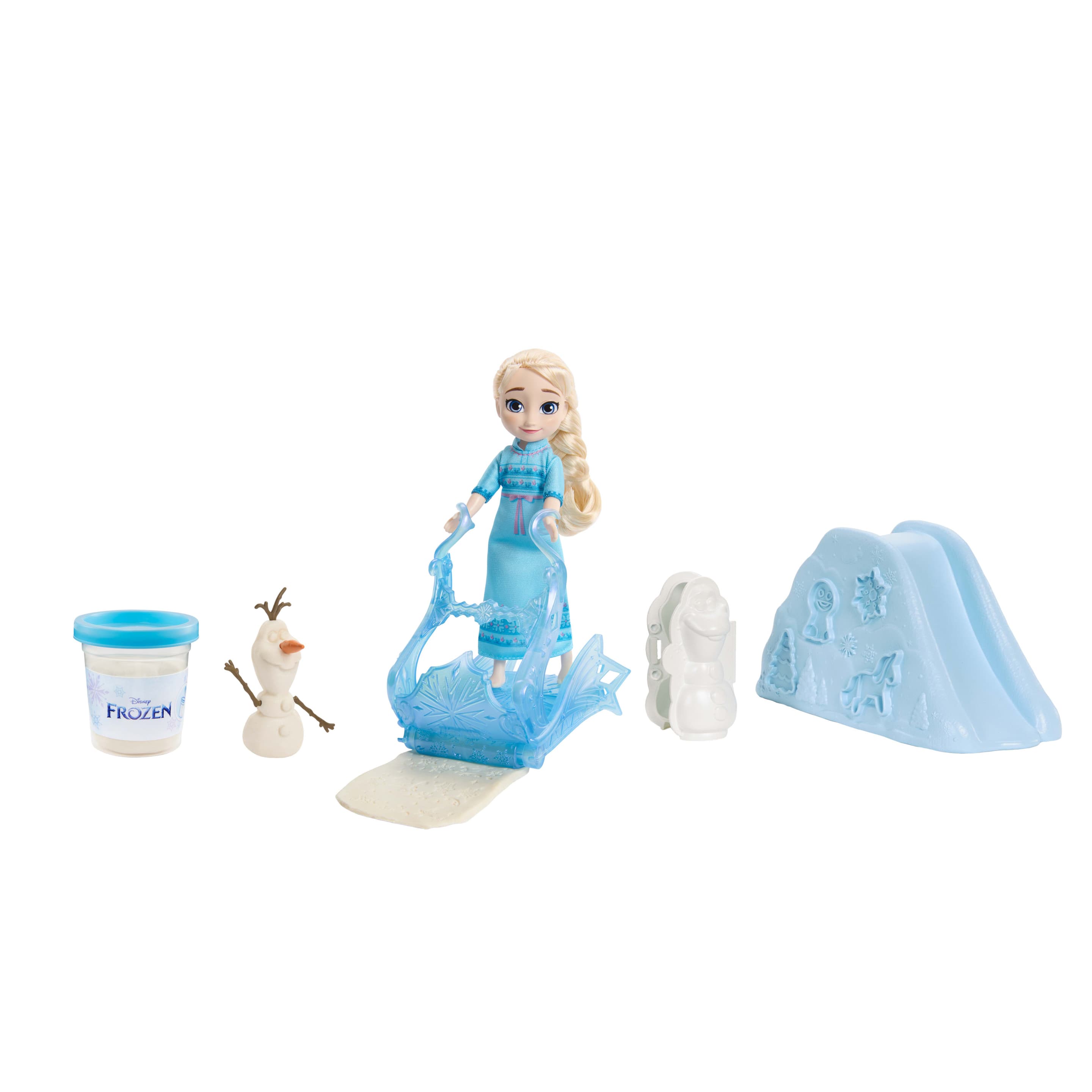 Disney „Die Eiskönigin“ Puppe der jungen Elsa, Knete, Olaf-Form und Zubehör Winter-Spielplatz, inspiriert vom Film