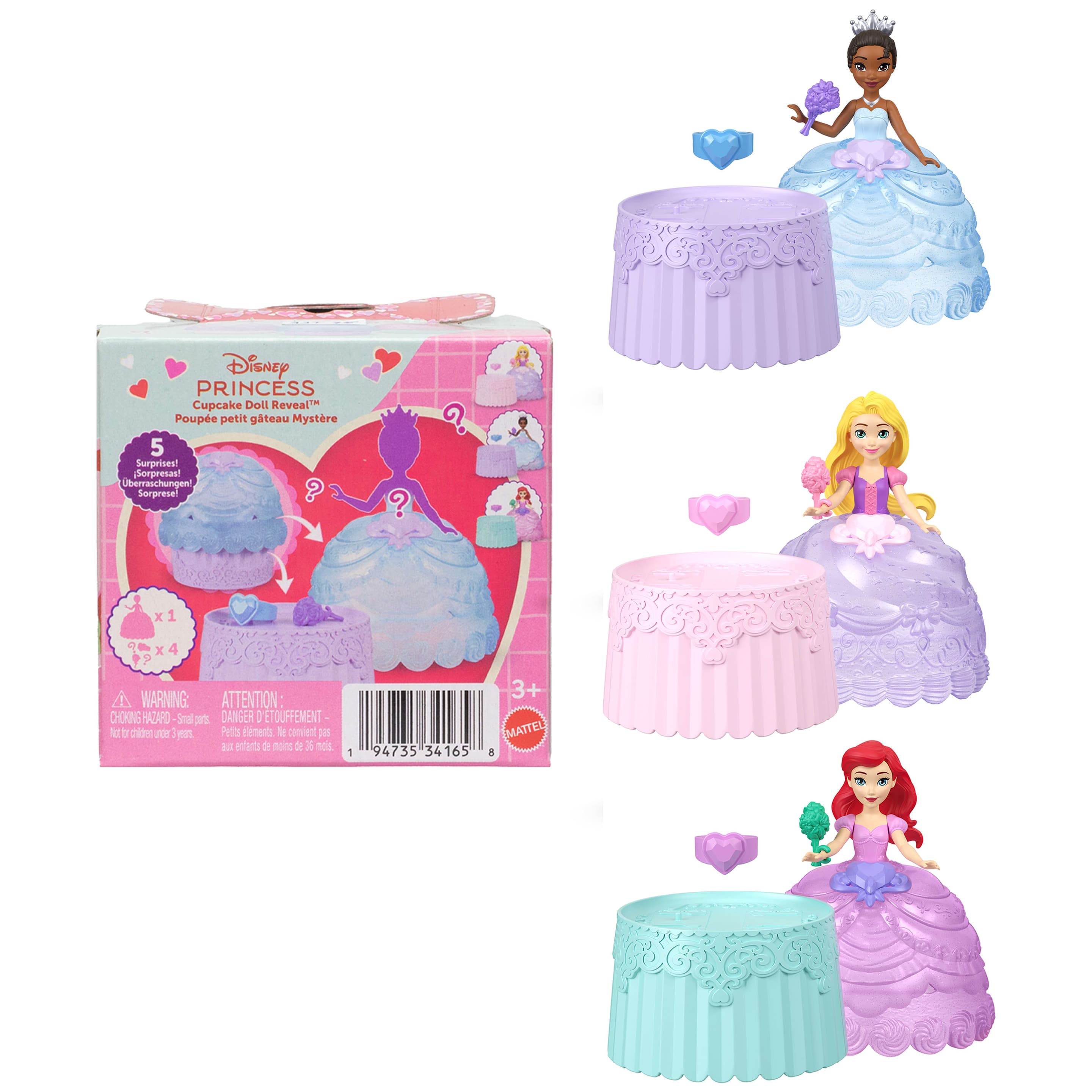 Disney Princess Valentinstag kleine Puppe Cupcake Reveal mit fünf Überraschungen – Keine Auswahl möglich