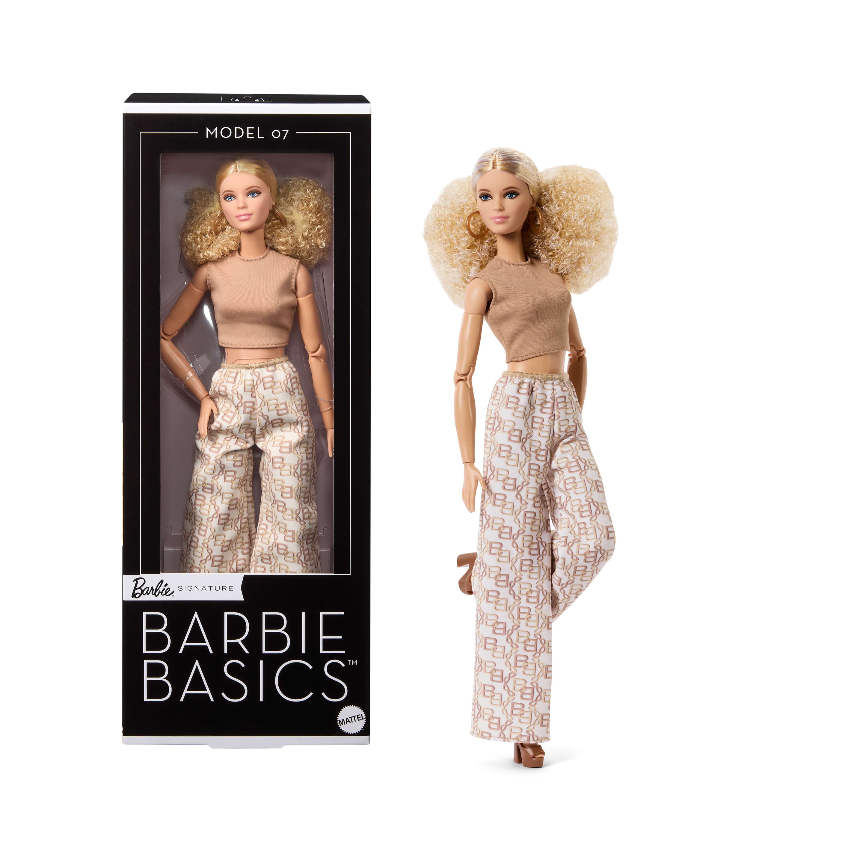 Barbie Basics-Sammelpuppe, Modell 6 mit brünetten Haaren, schimmerndem goldenen Rock und Haltertop