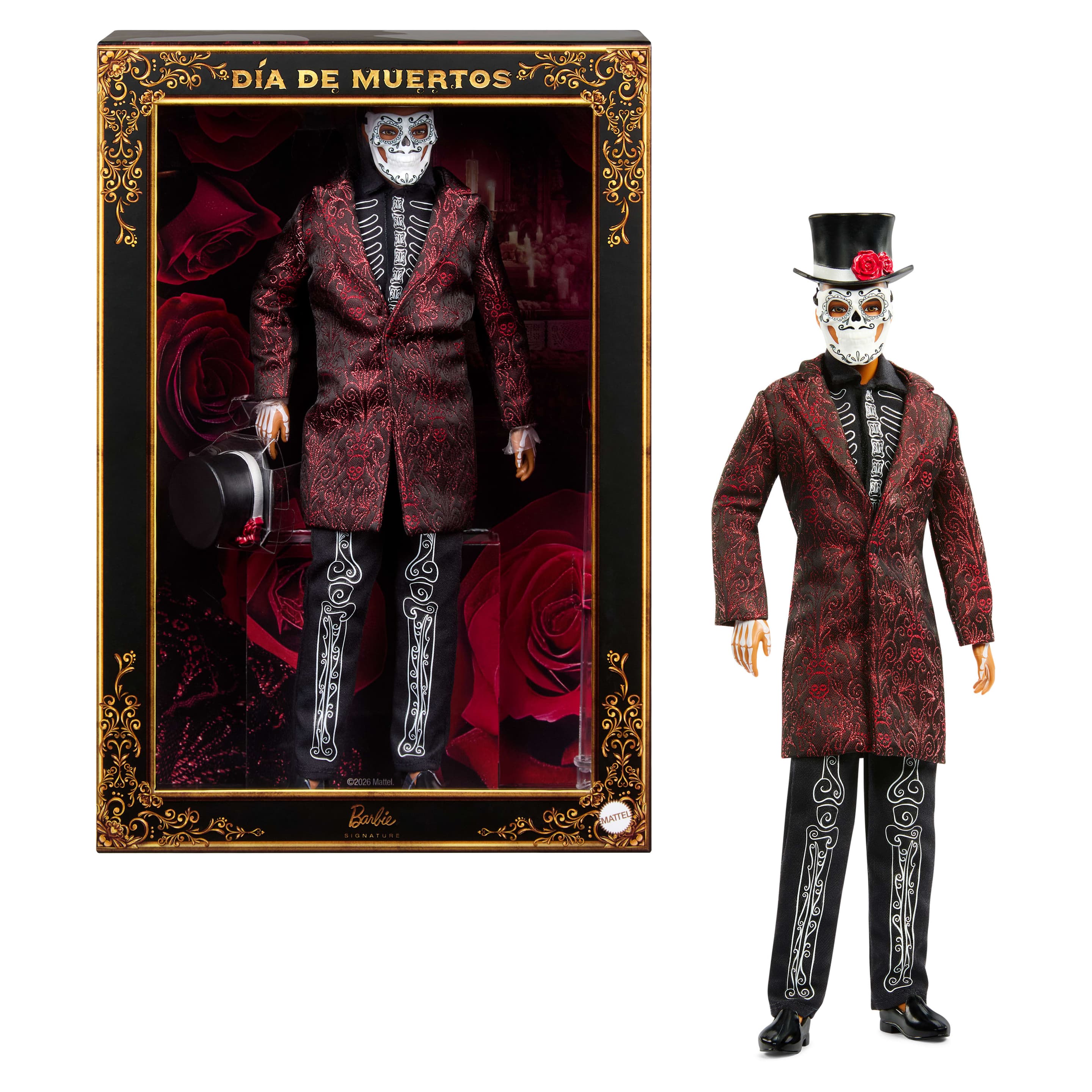 Barbie „Día De Muertos“-Puppe 2026 mit knielanger Jacke, abnehmbarer Calavera-Maske und Hut