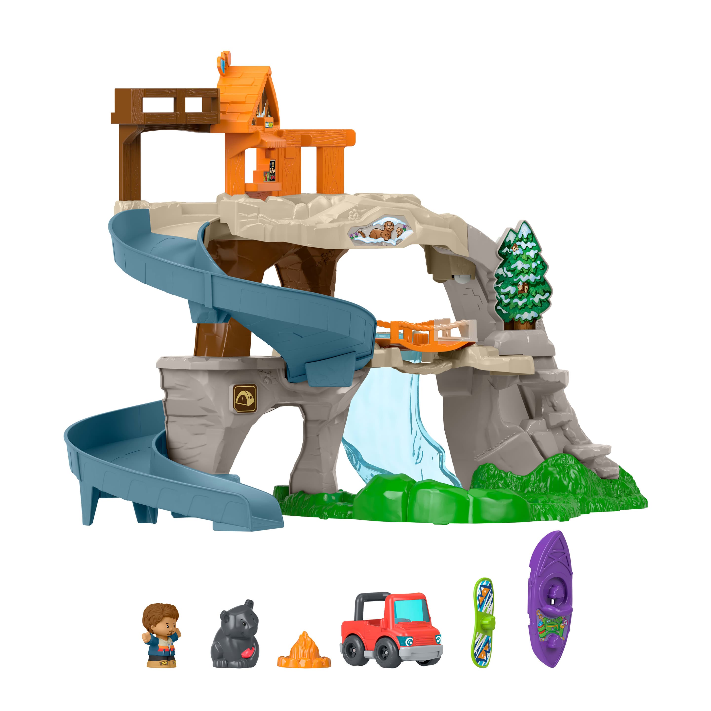 Fisher-Price Little People-Spielset „Auf in die Berge“ für Kleinkinder mit Fahrzeug, Figuren und Zubehörteilen