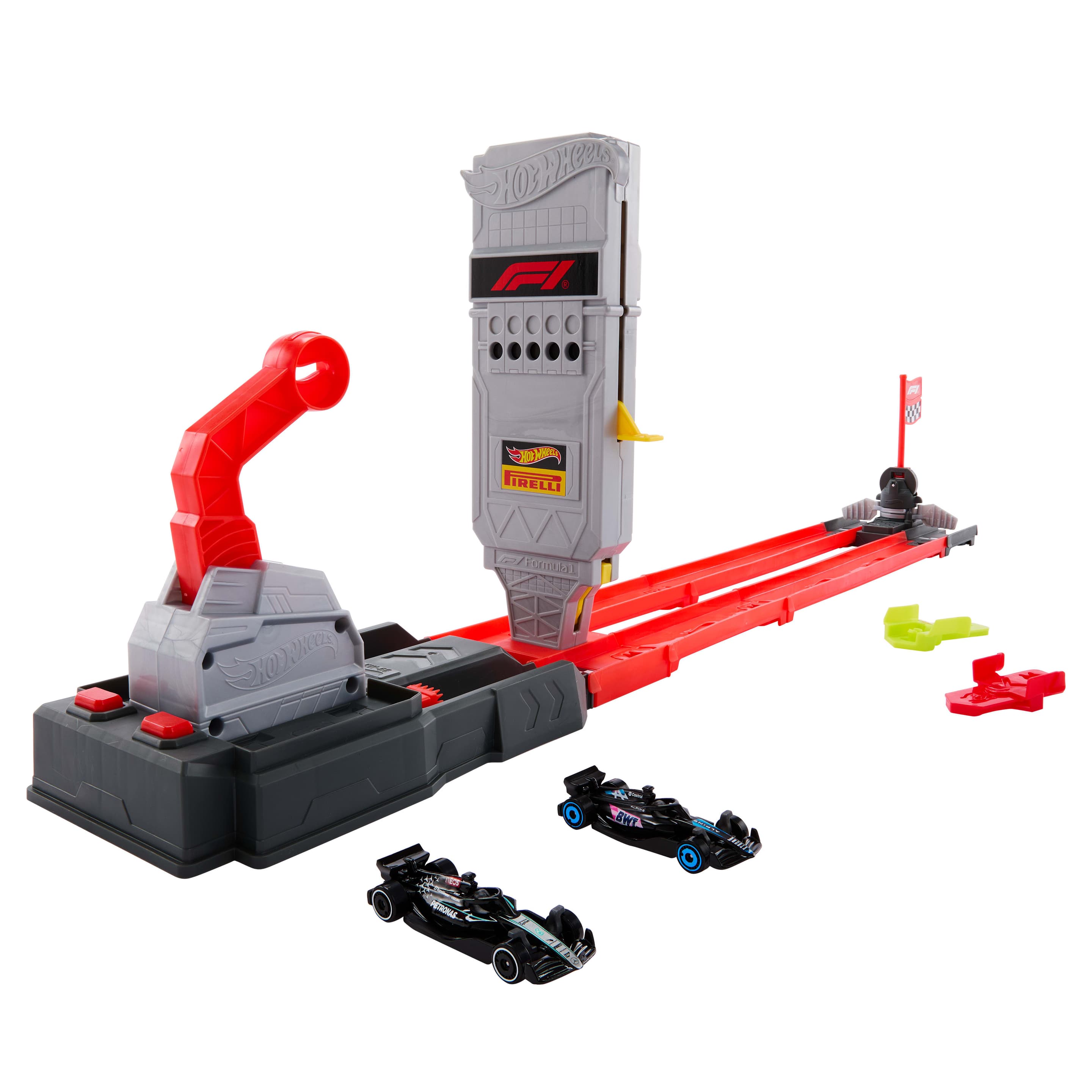 Hot Wheels Race Formel 1® Startaufstellung-Start-Trackset mit 2 Die-Cast F1-Autos im Maßstab 1:64