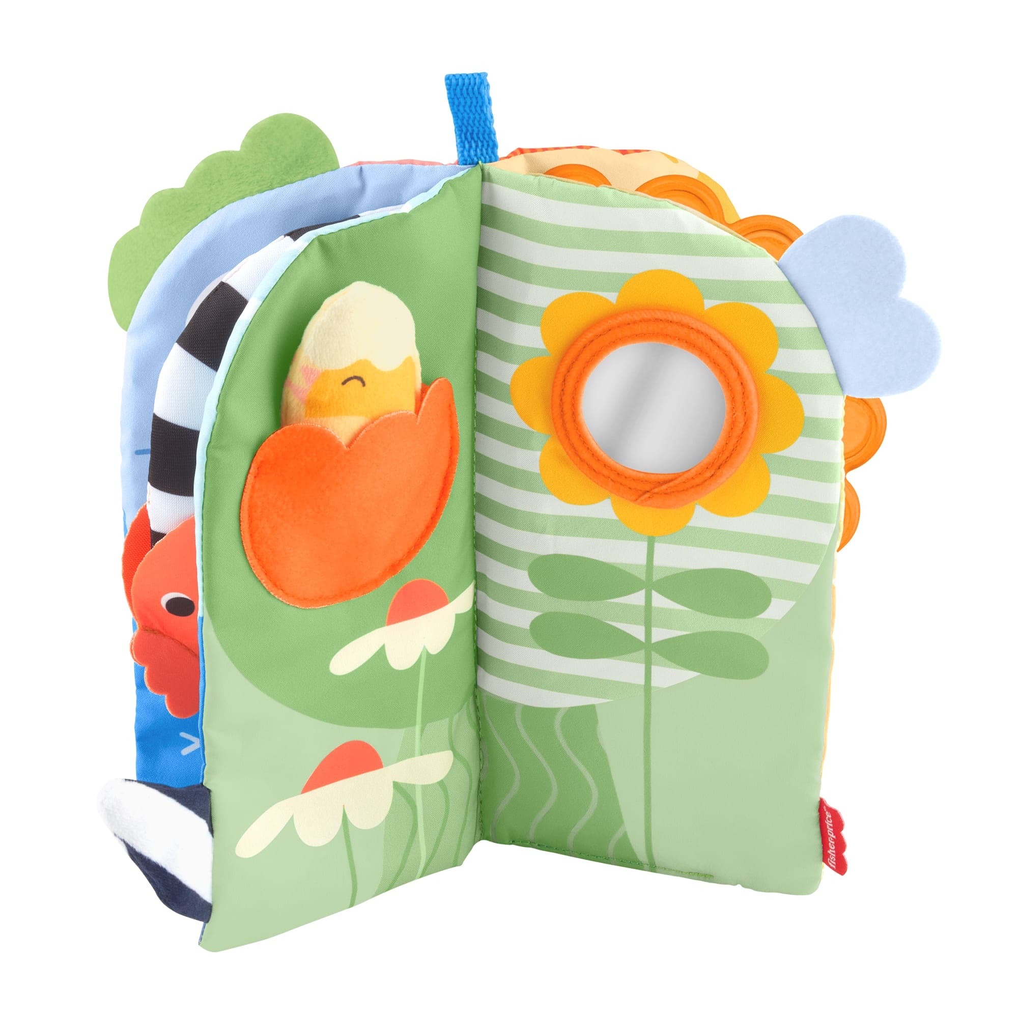 Fisher-Price Sensorik-Kuschelbuch Jahreszeiten zum Spielen in der Bauchlage mit Spielspaß für Neugeborene ab 0 Monaten