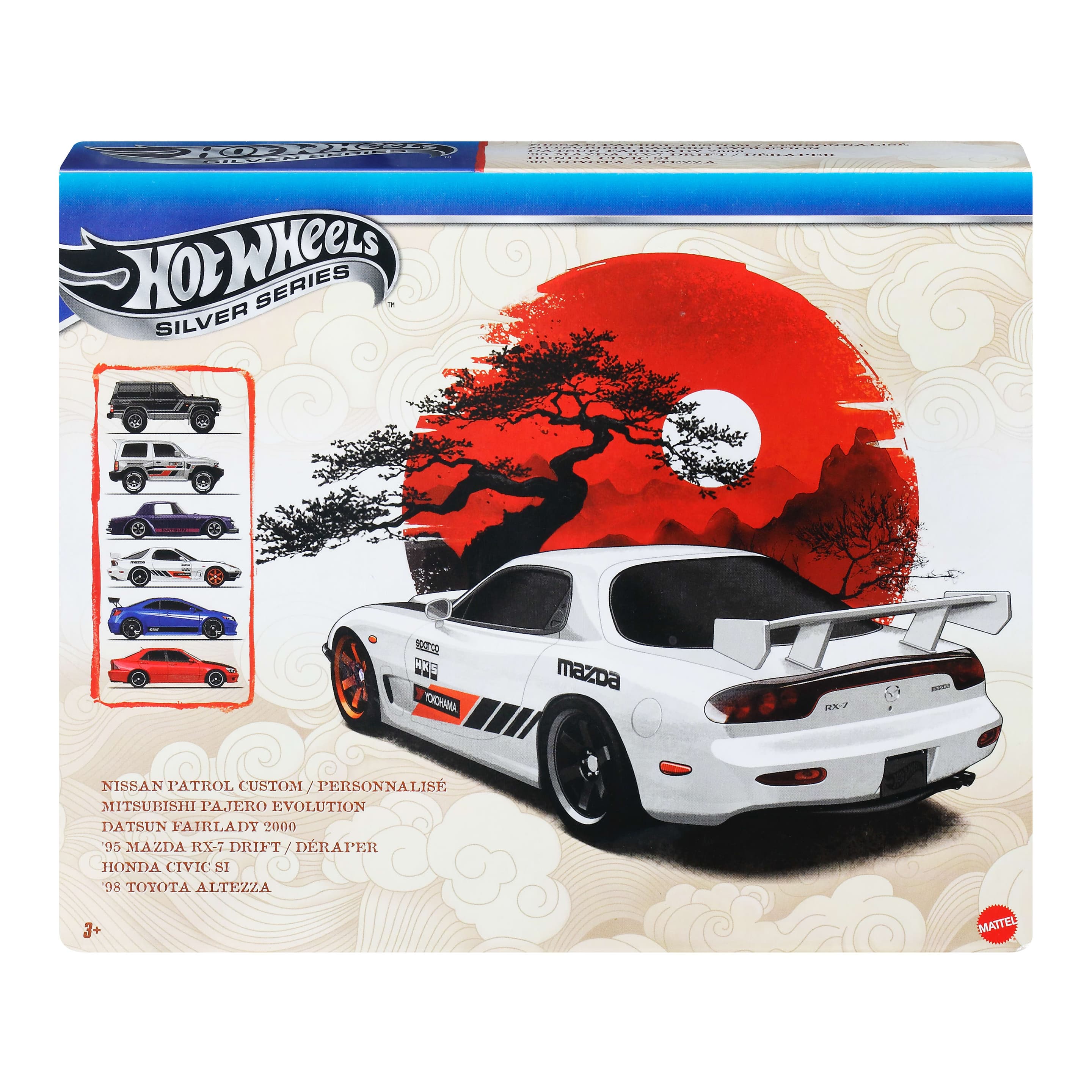 Hot Wheels Die-Cast-Spielzeugautos im Maßstab 1:64, Set aus 6 japanischen Fahrzeugen (Stile können abweichen)