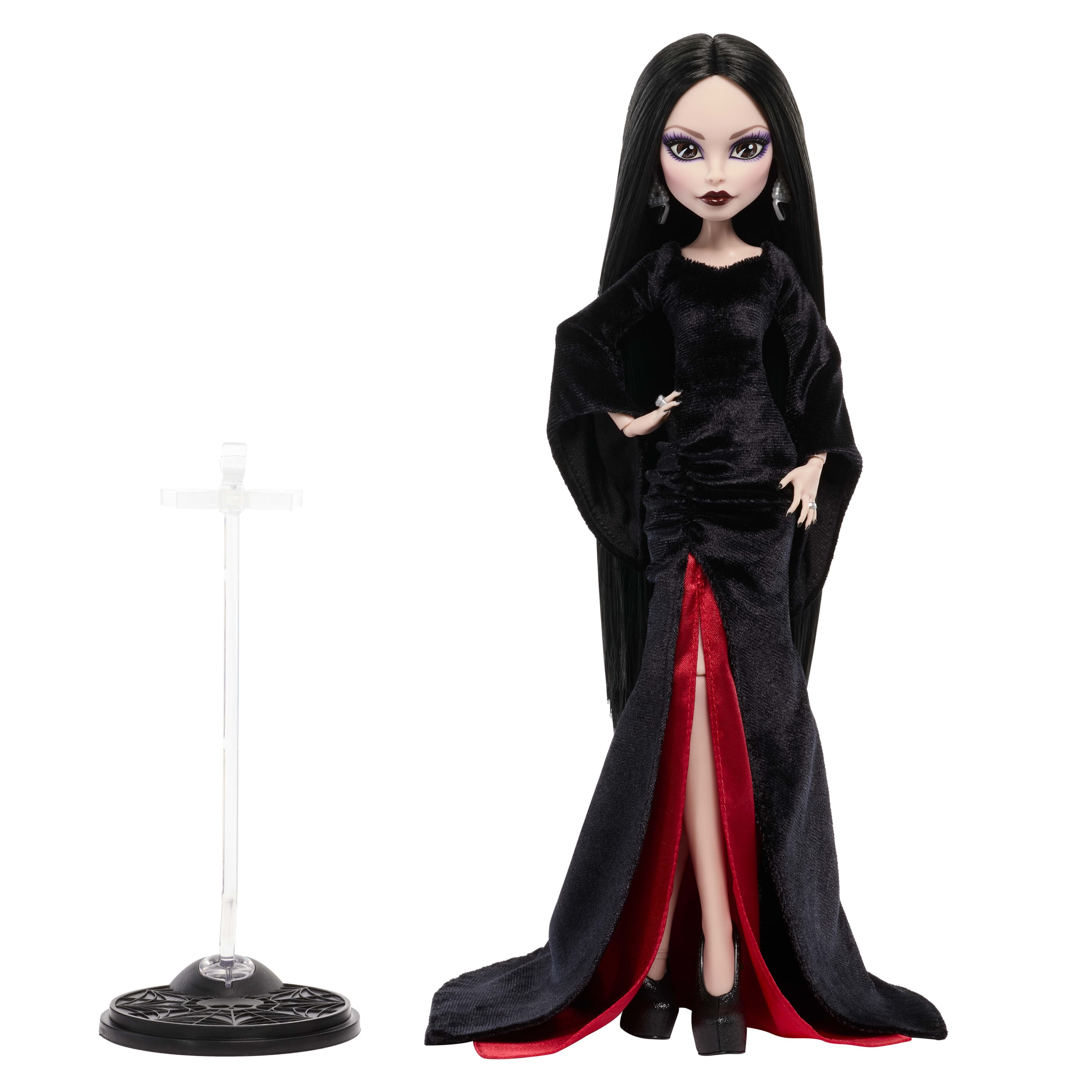 Monster High x Wednesday Sammlerpuppe, Morticia Addams im schwarzen Samtkleid