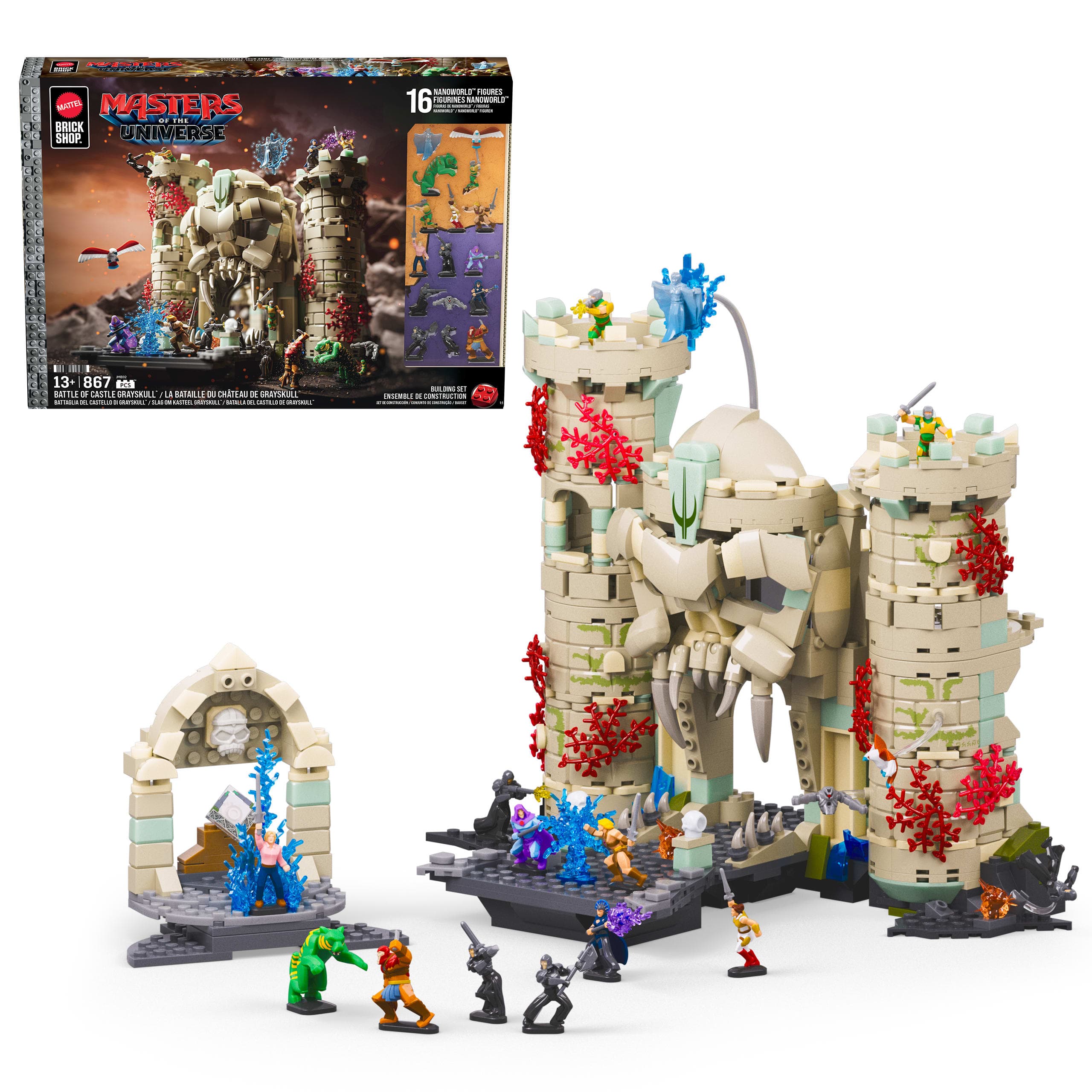 Mattel Brick Shop Masters of the Universe Battle of Castle Grayskull Bauset (867 Teile) für Sammler