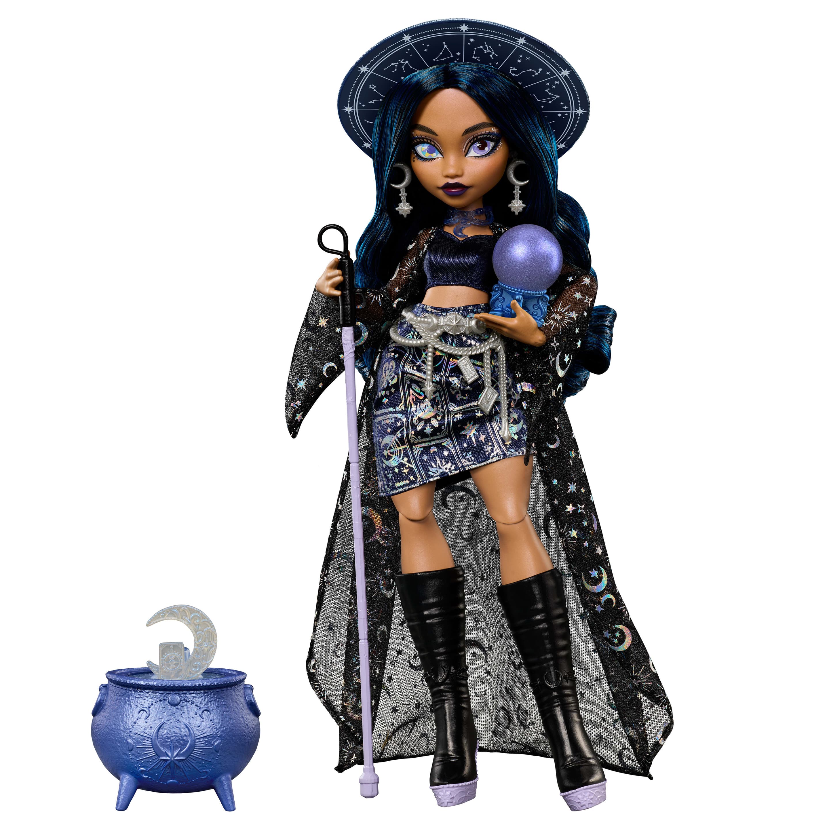 Moonspell Magic by Monster High Claire de Luna Modepuppe, Wahrsager-Hexe mit Zubehörteilen