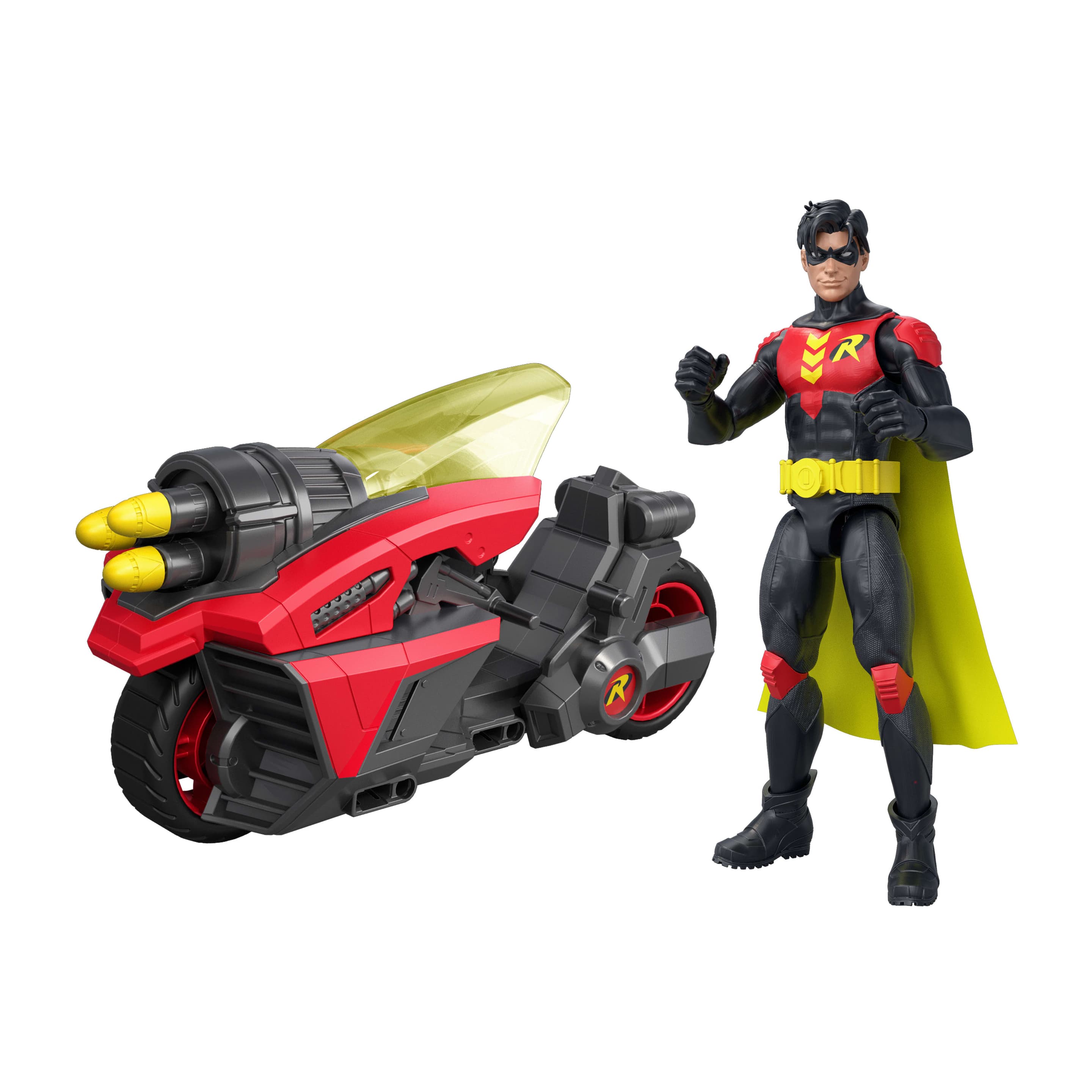 DC Premier 16,5 cm Batlink Robin-Figur und Motorrad mit Geschoss